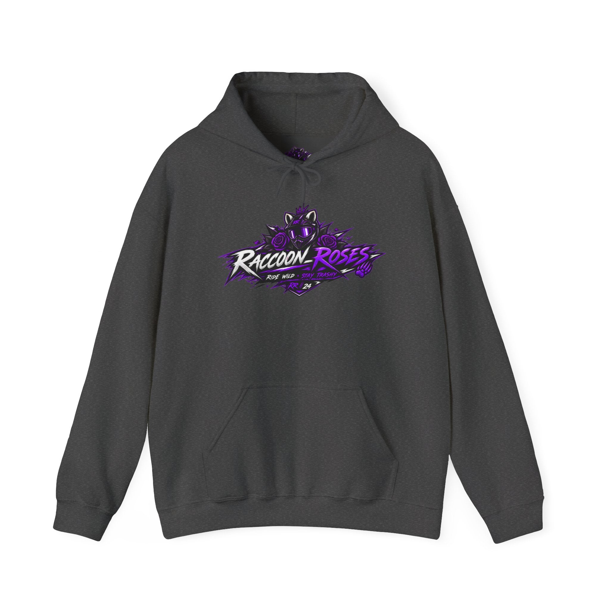 Raccoon Roses Graphic Hoodie — Purple Gamer Streetwear