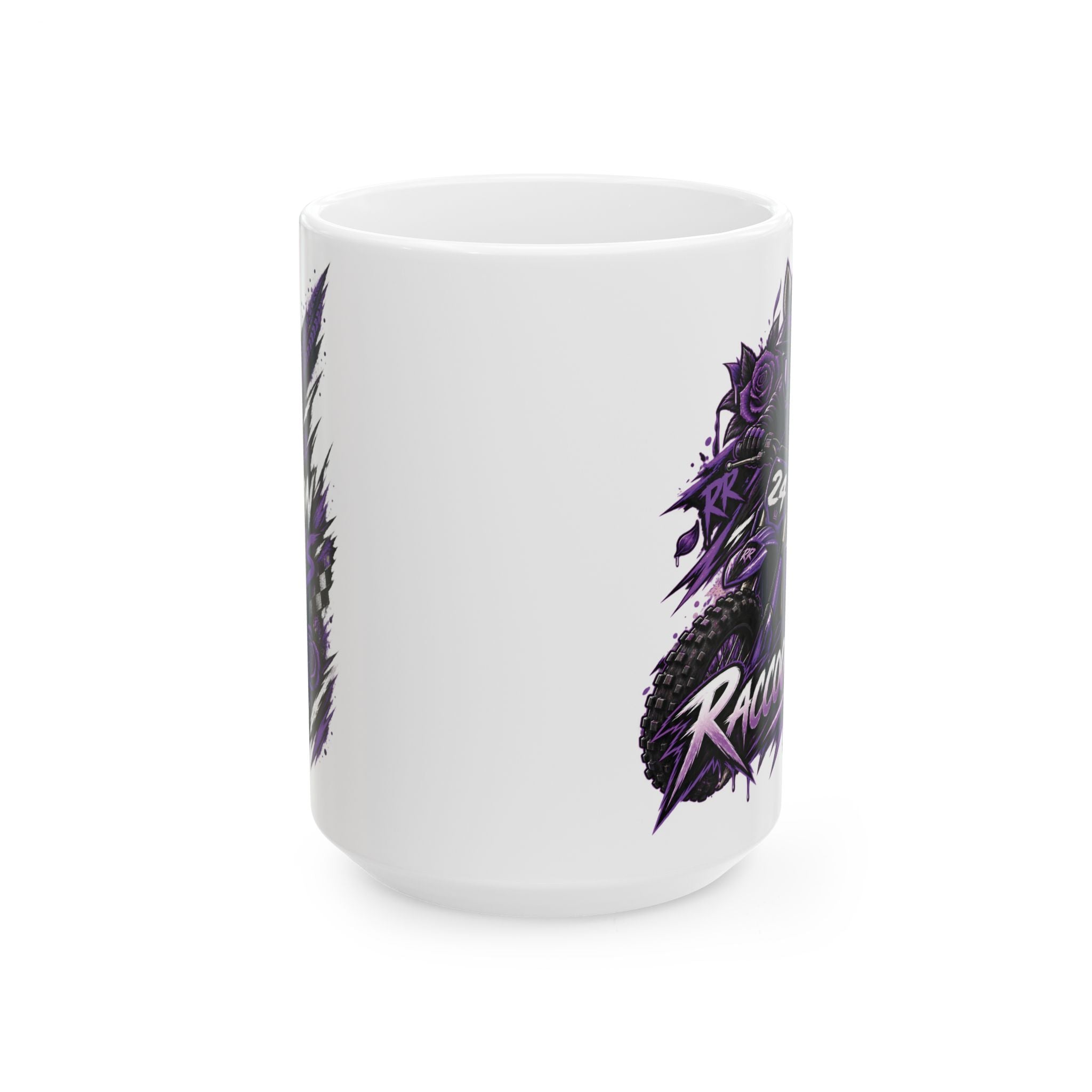 Raven Skull Gaming Ceramic Mug (11oz, 15oz) – Dark Purple Skull & Headphones Coffee Cup