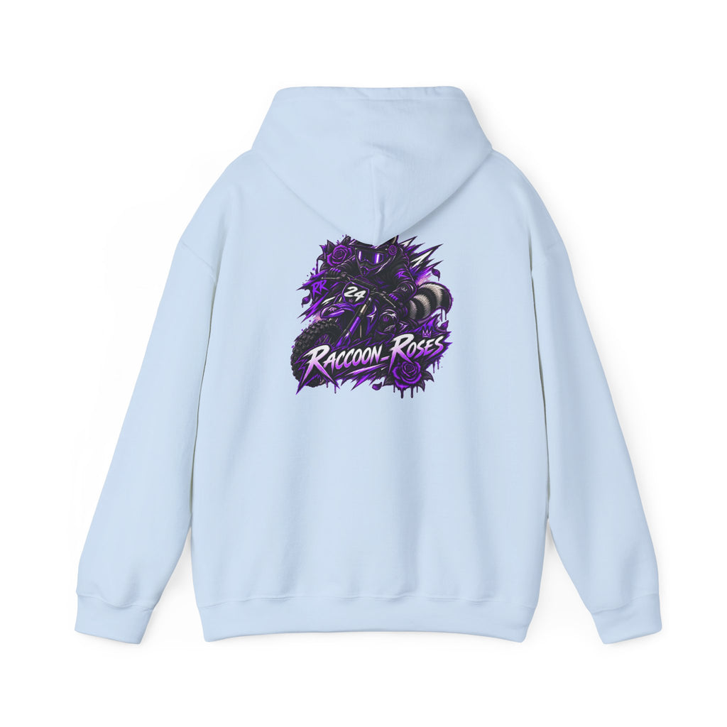 Raccoon Roses Graphic Hoodie — Purple Gamer Streetwear