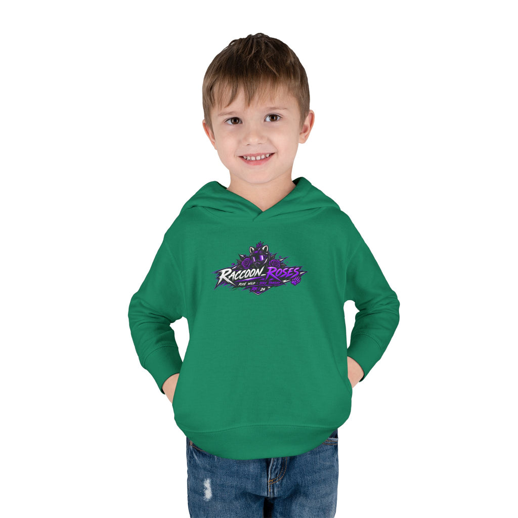 Raccoon Roses Toddler Hoodie — Cute Purple Graphic Pullover