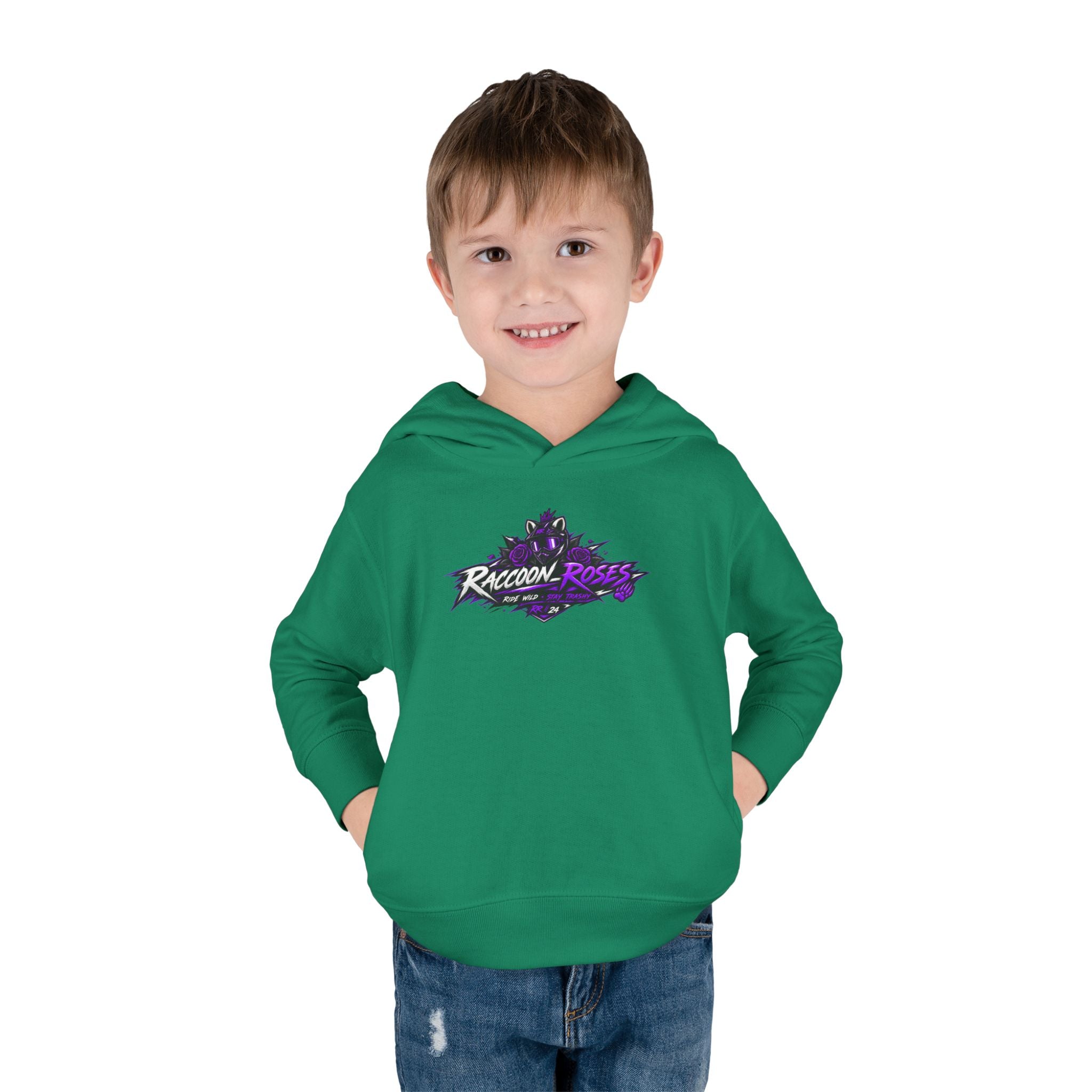 Raccoon Roses Toddler Hoodie — Cute Purple Graphic Pullover