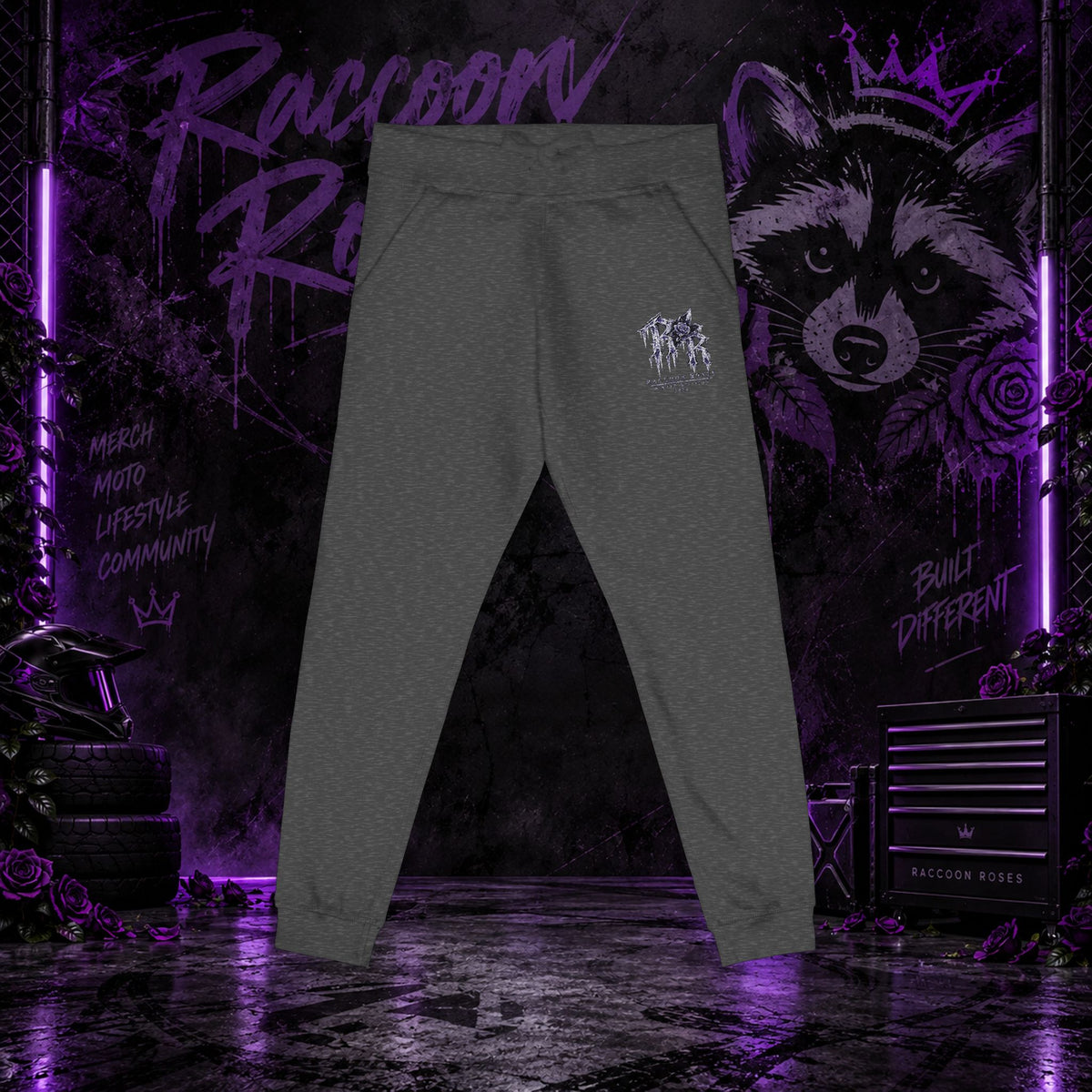 Embroidered 'Frozen Roses' Fleece Sweatpants