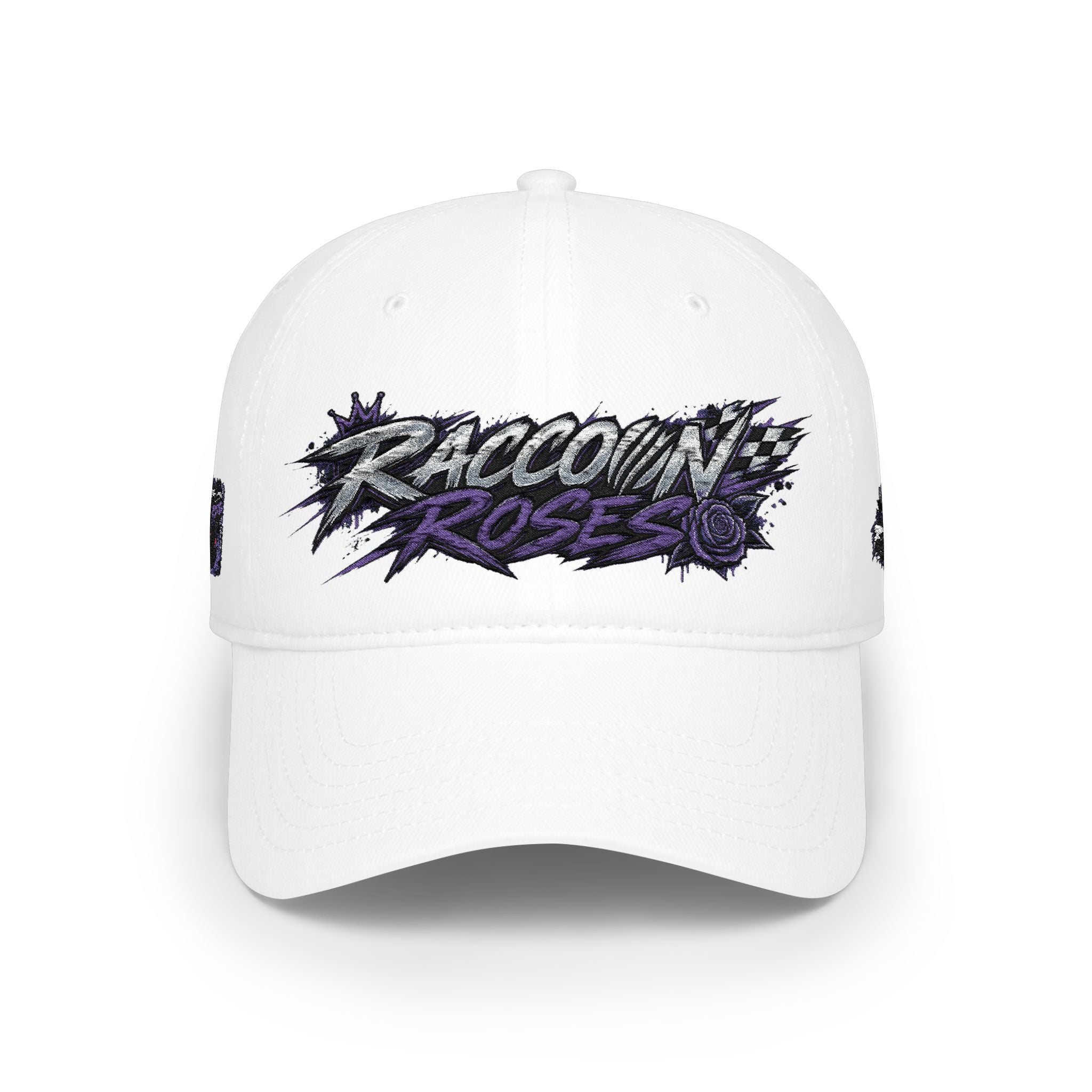 Raccoons Roses Low Profile Baseball Cap