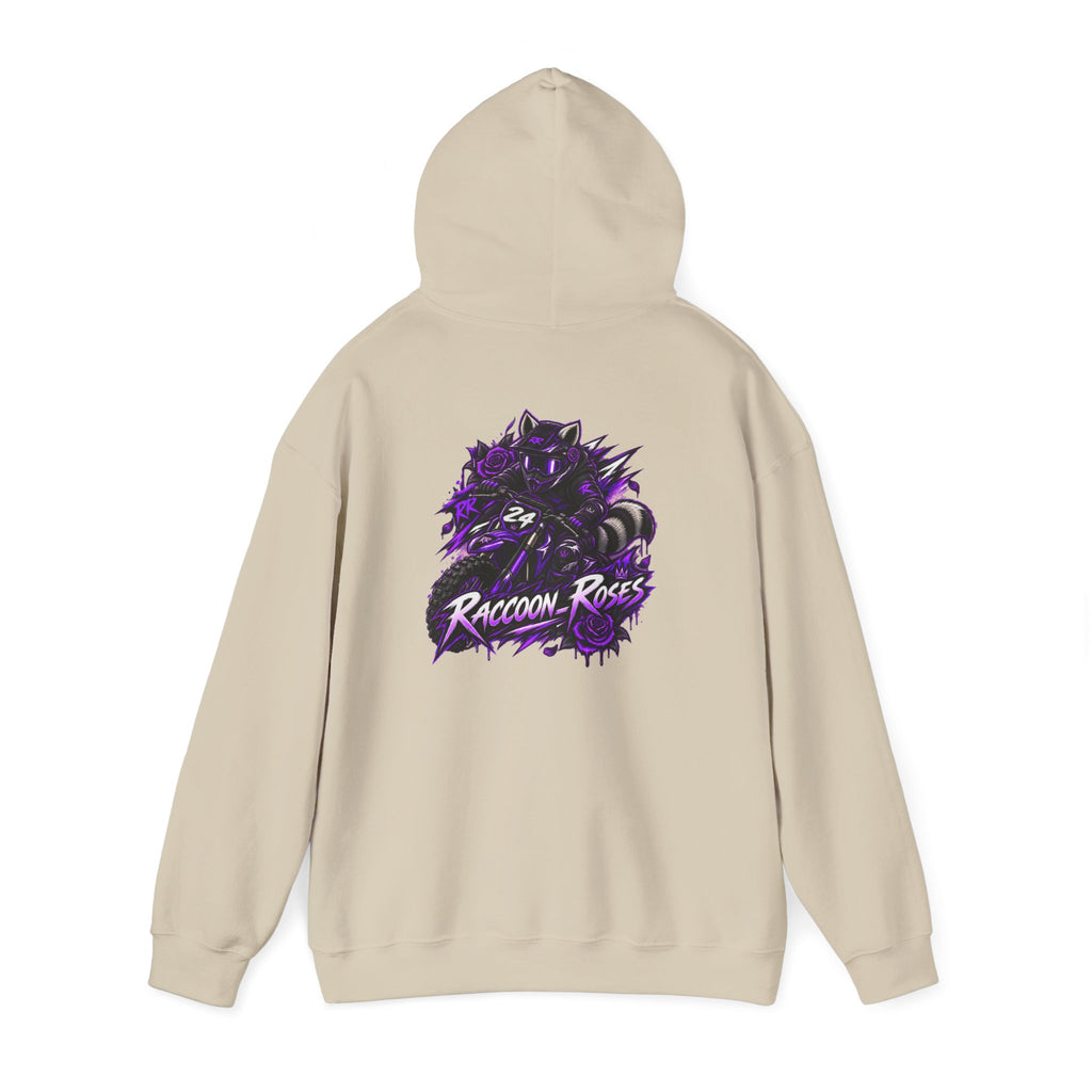 Raccoon Roses Graphic Hoodie — Purple Gamer Streetwear