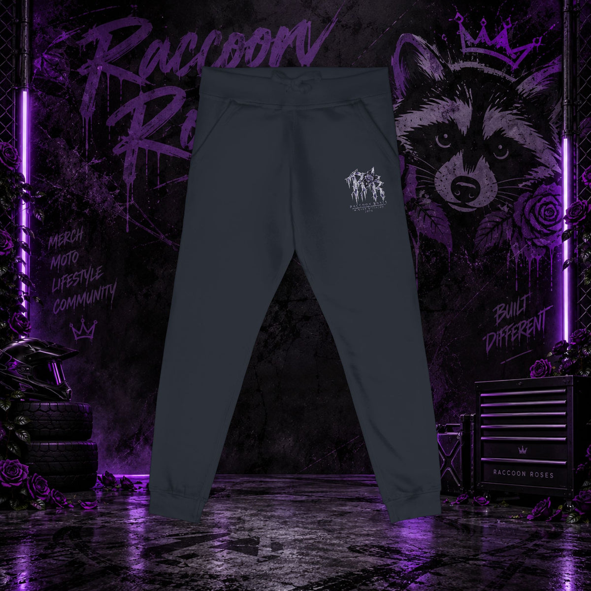 Embroidered 'Frozen Roses' Fleece Sweatpants