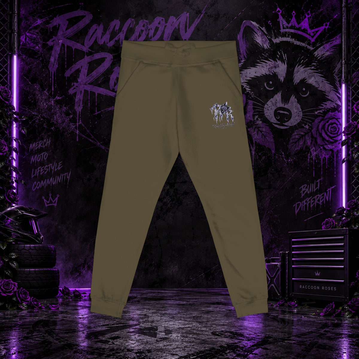 Embroidered 'Frozen Roses' Fleece Sweatpants