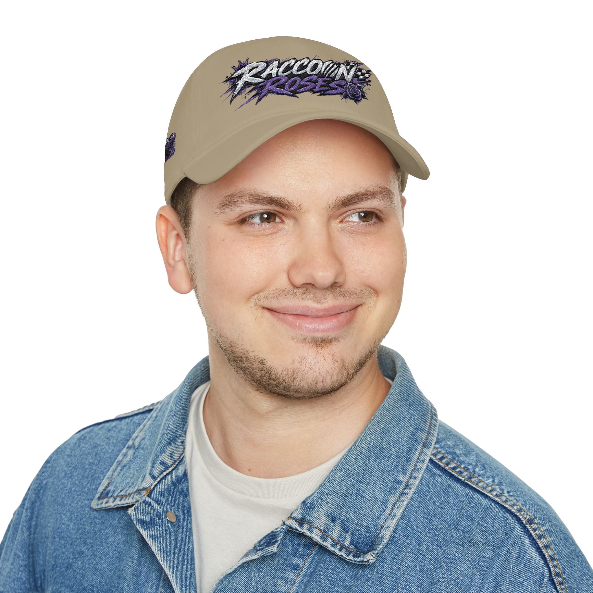 Raccoons Roses Low Profile Baseball Cap