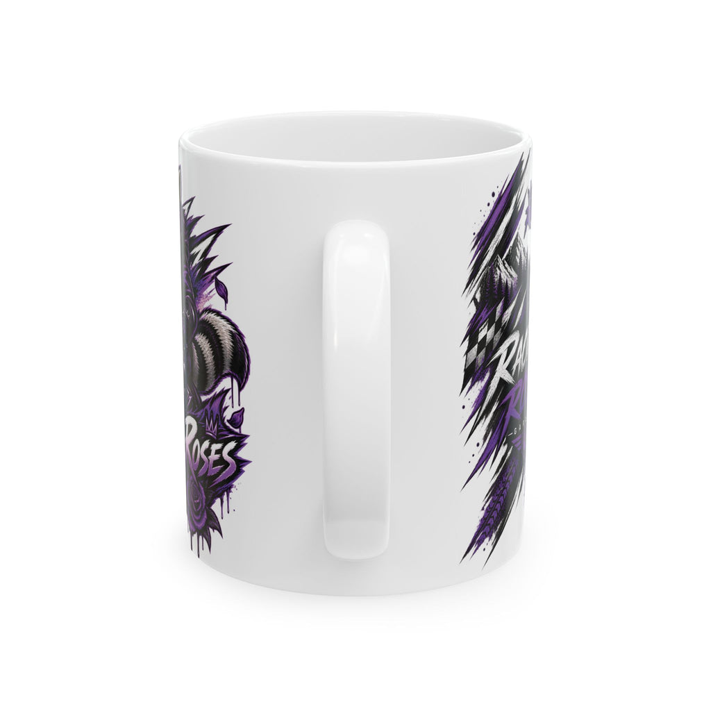Raven Skull Gaming Ceramic Mug (11oz, 15oz) – Dark Purple Skull & Headphones Coffee Cup
