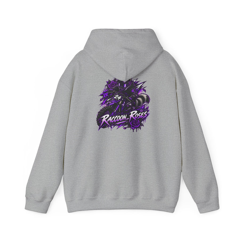 Raccoon Roses Graphic Hoodie — Purple Gamer Streetwear