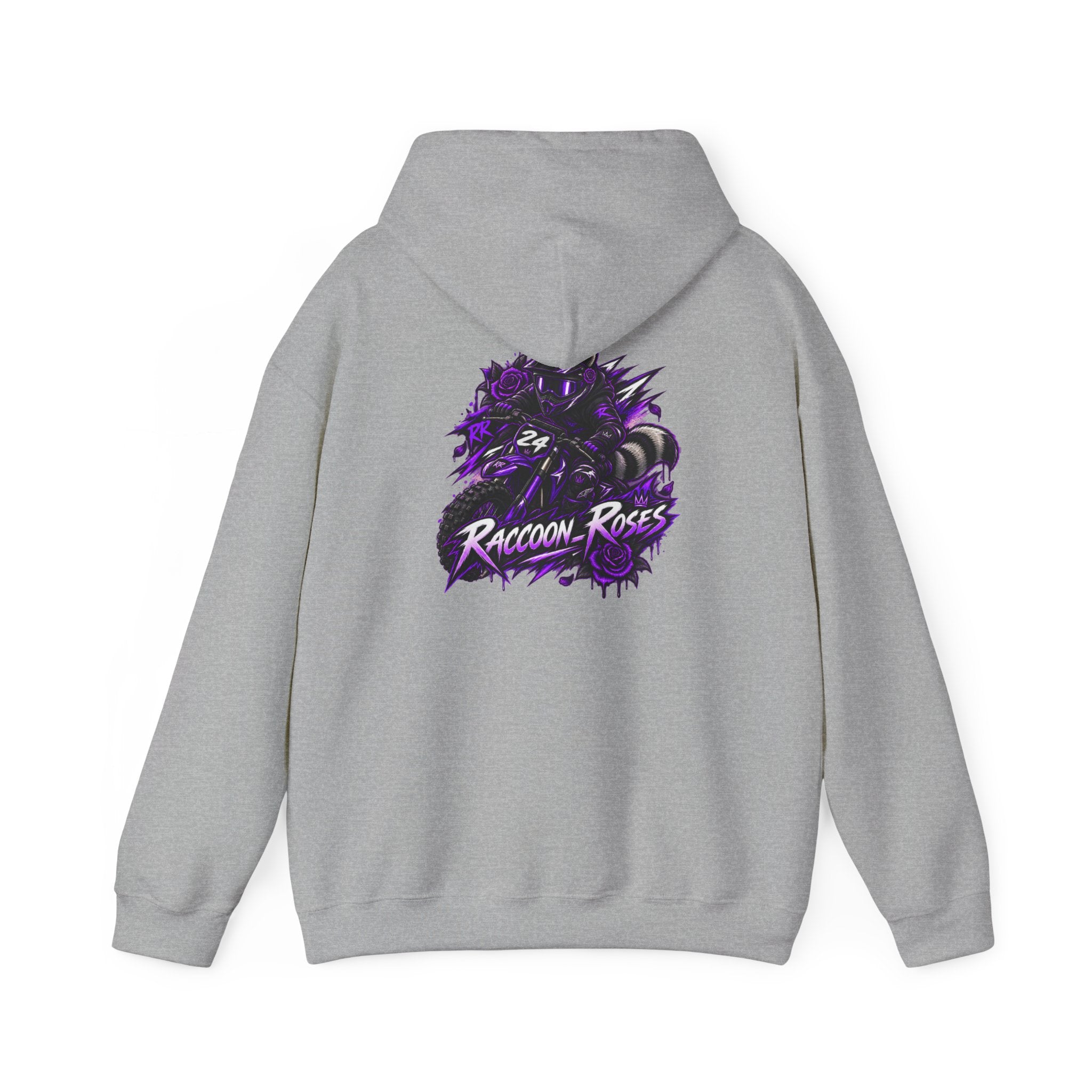 Raccoon Roses Graphic Hoodie — Purple Gamer Streetwear