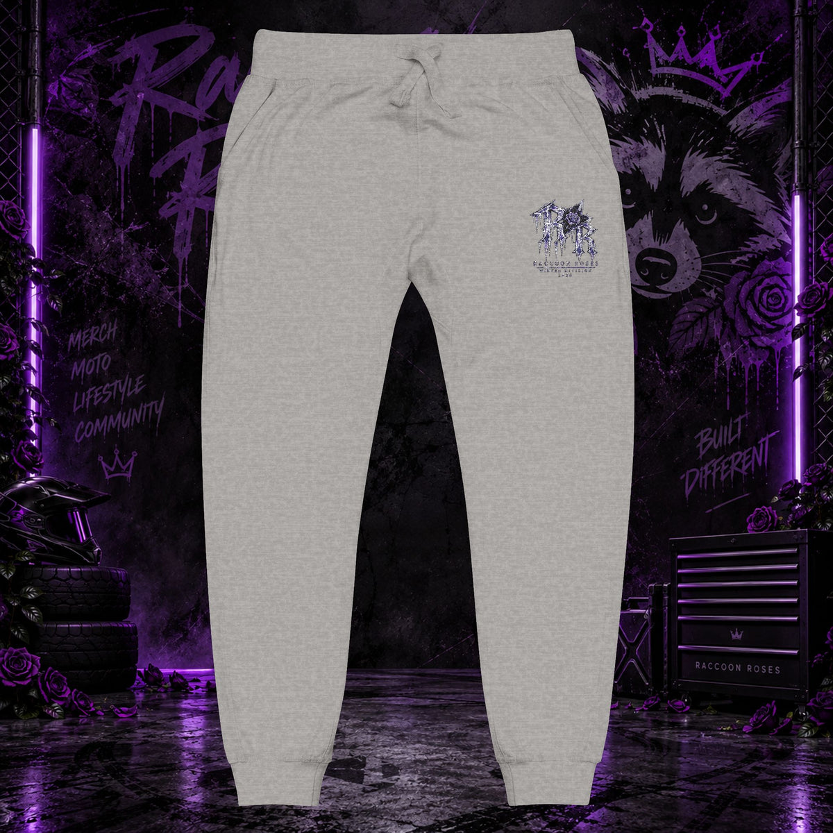 Embroidered 'Frozen Roses' Fleece Sweatpants