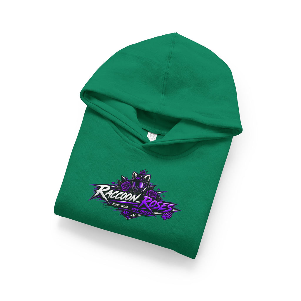 Raccoon Roses Toddler Hoodie — Cute Purple Graphic Pullover