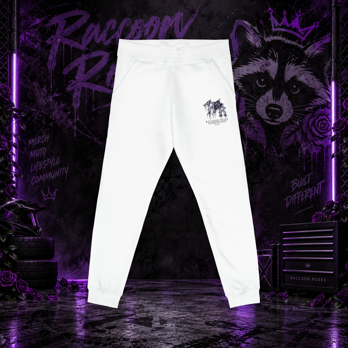 Embroidered 'Frozen Roses' Fleece Sweatpants