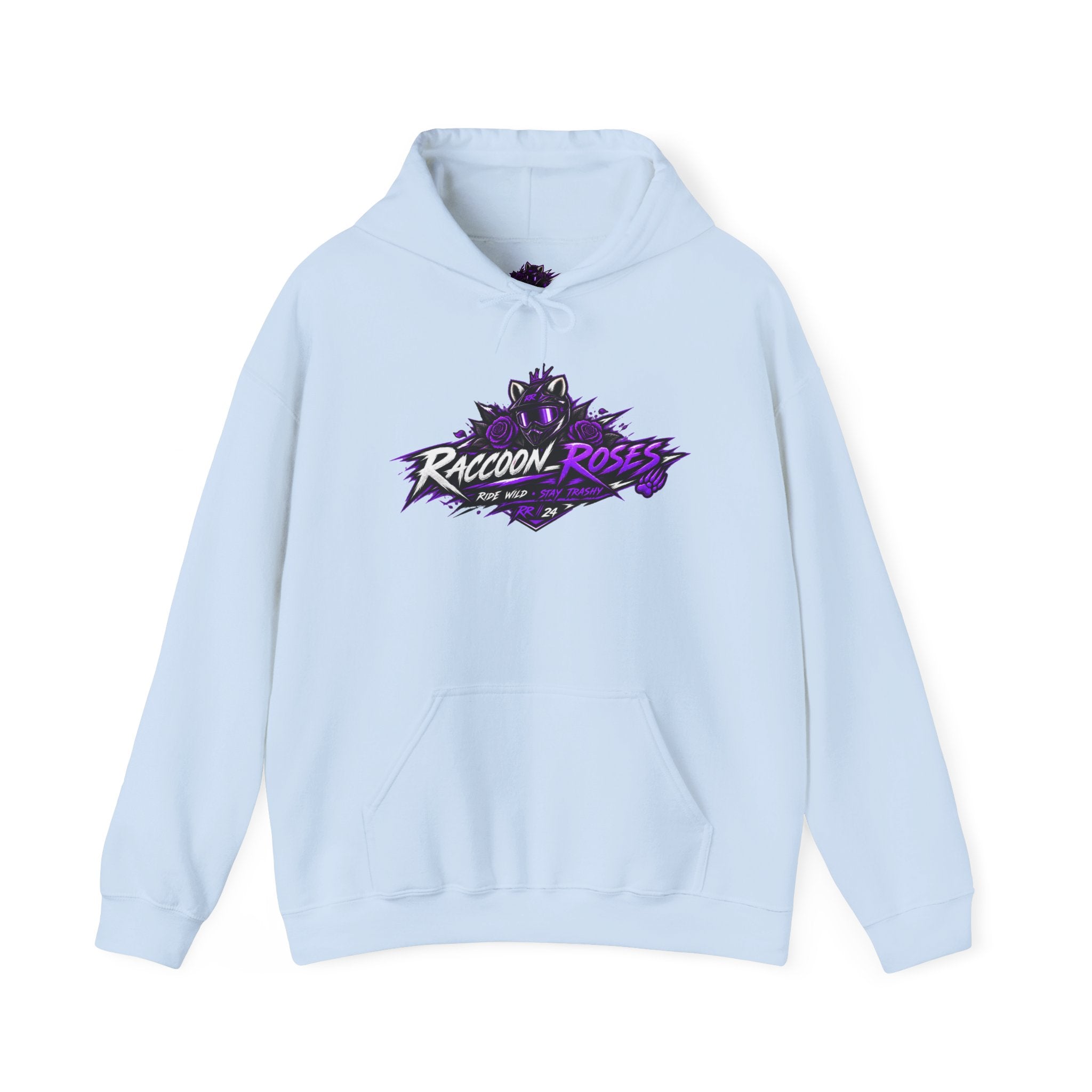 Raccoon Roses Graphic Hoodie — Purple Gamer Streetwear