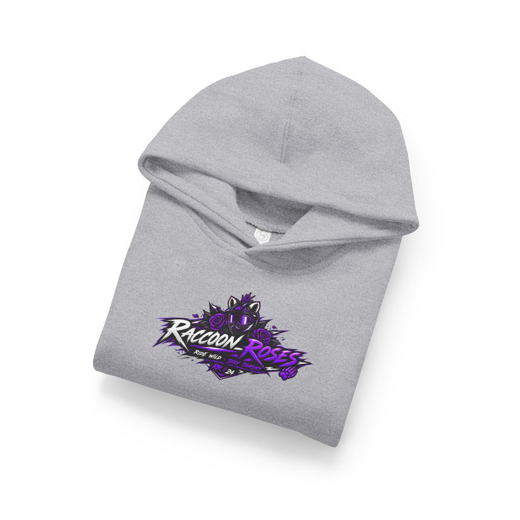 Raccoon Roses Toddler Hoodie — Cute Purple Graphic Pullover