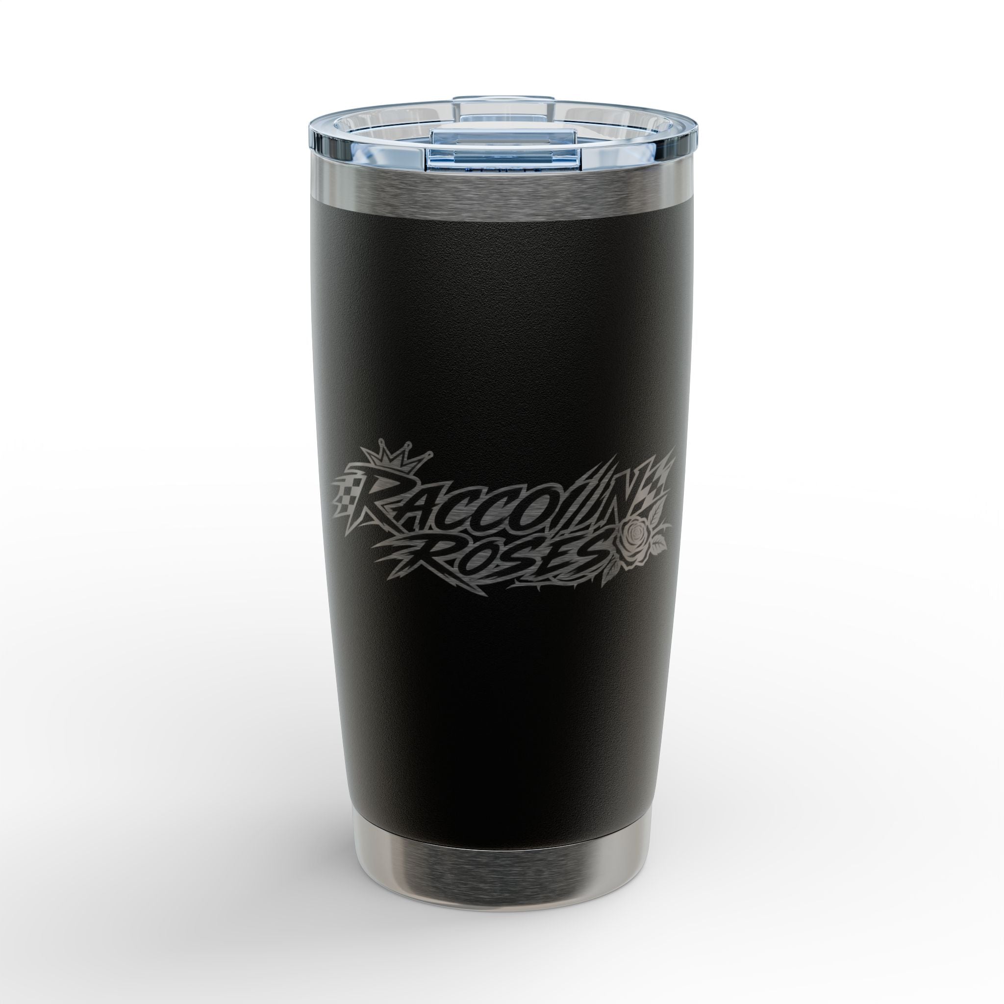 20oz Engraved Tumbler — Raccoon & Roses Logo Stainless Travel Mug