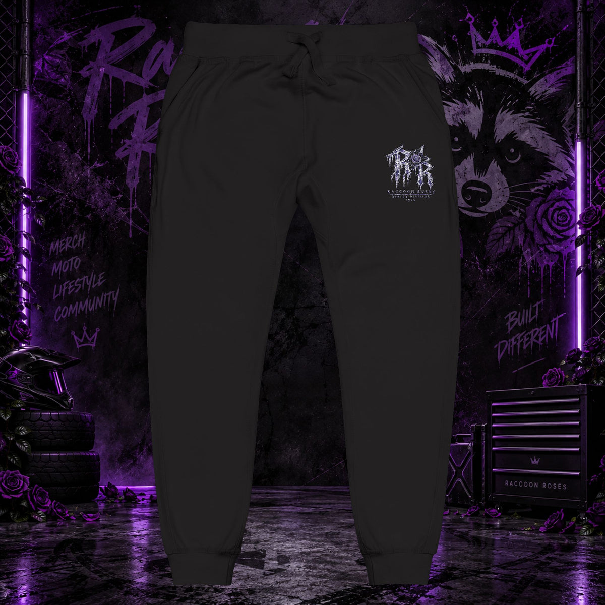 Embroidered 'Frozen Roses' Fleece Sweatpants