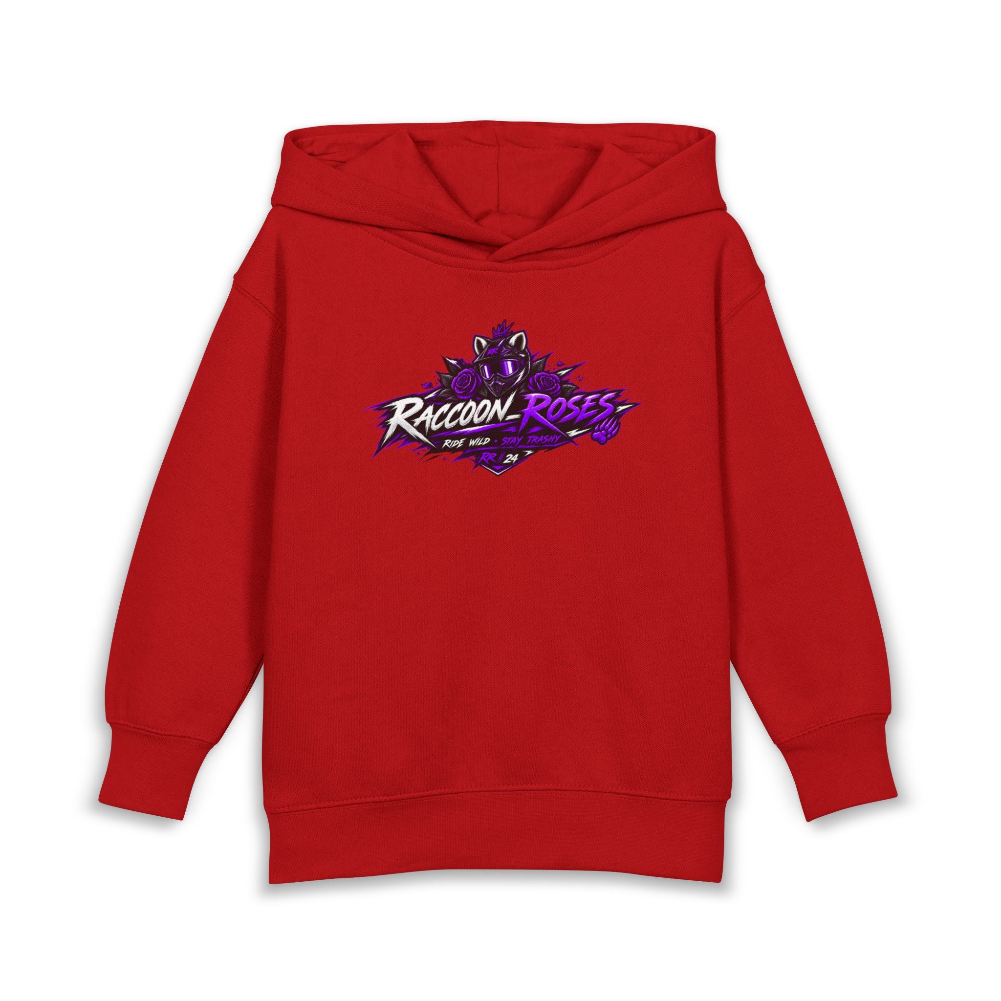 Raccoon Roses Toddler Hoodie — Cute Purple Graphic Pullover
