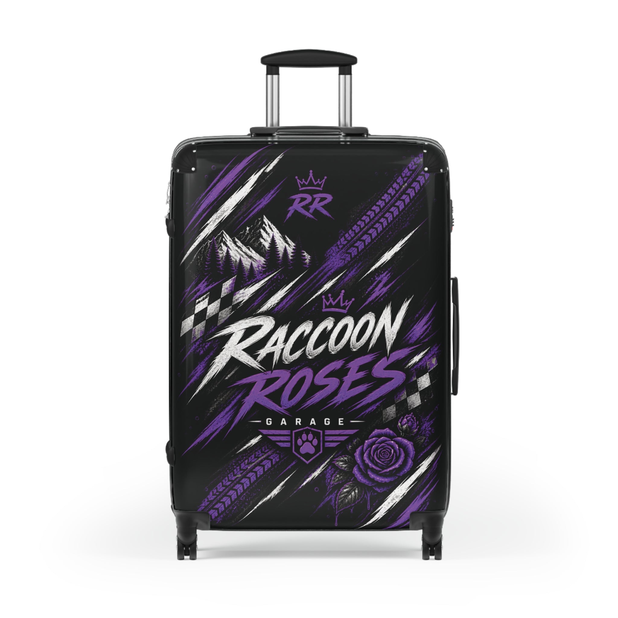 Raccoon Roses Carry-On Luggage – Skull Rider Graphic Suitcase
