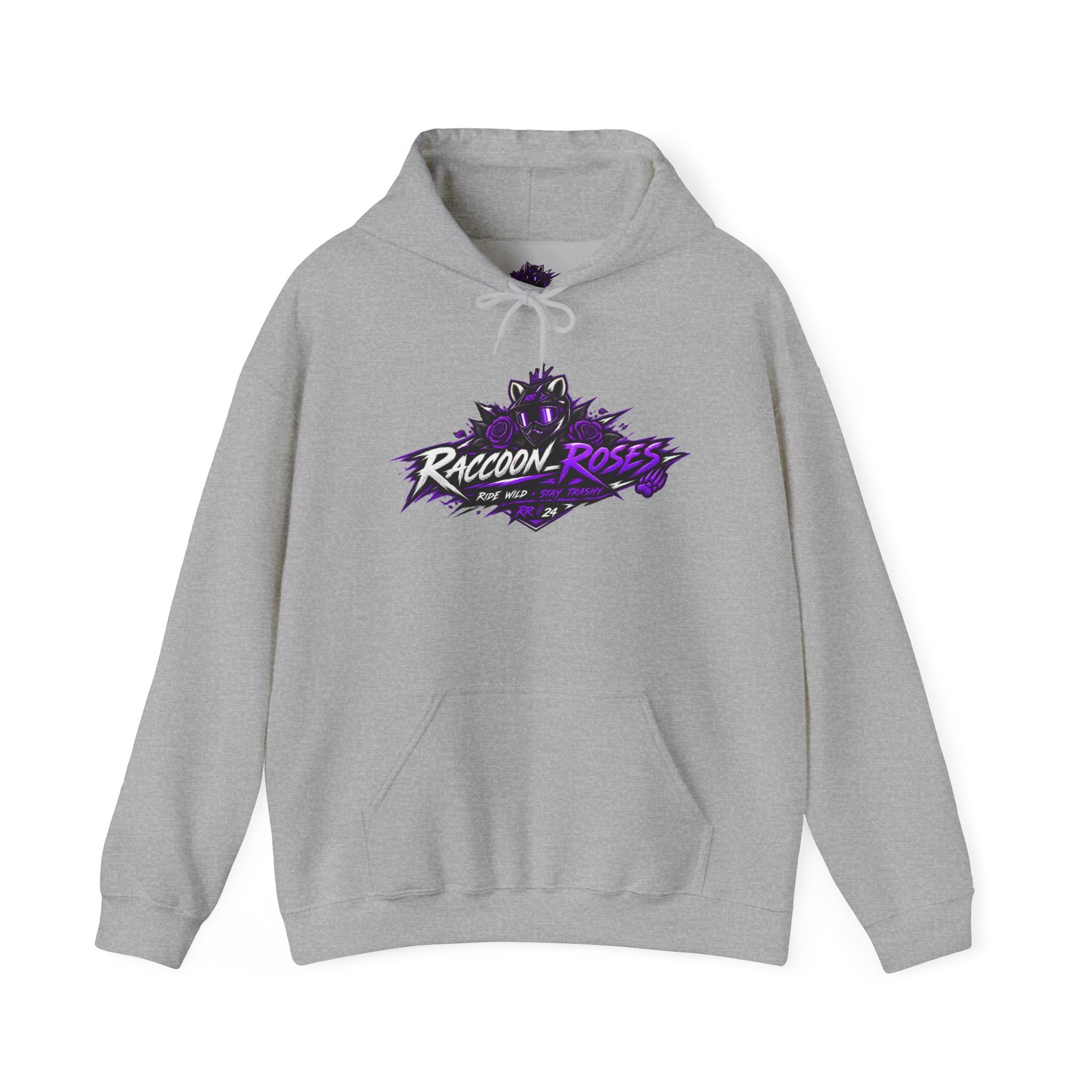 Raccoon Roses Graphic Hoodie — Purple Gamer Streetwear