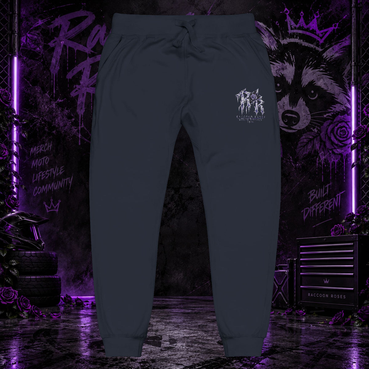 Embroidered 'Frozen Roses' Fleece Sweatpants