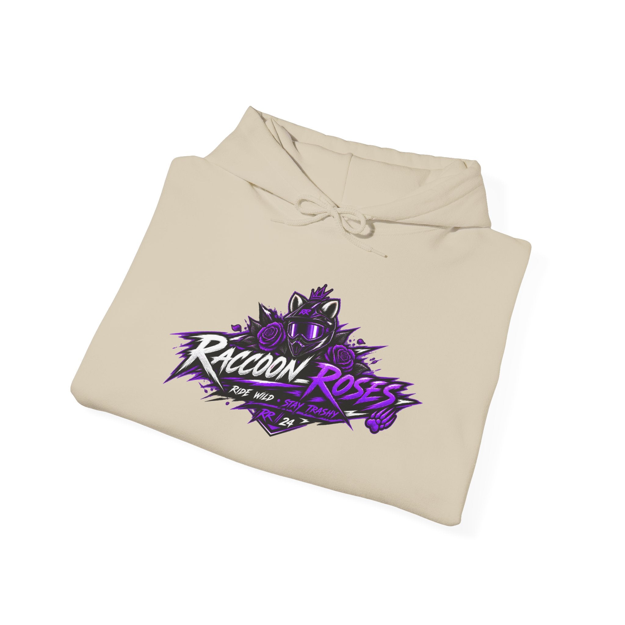 Raccoon Roses Graphic Hoodie — Purple Gamer Streetwear