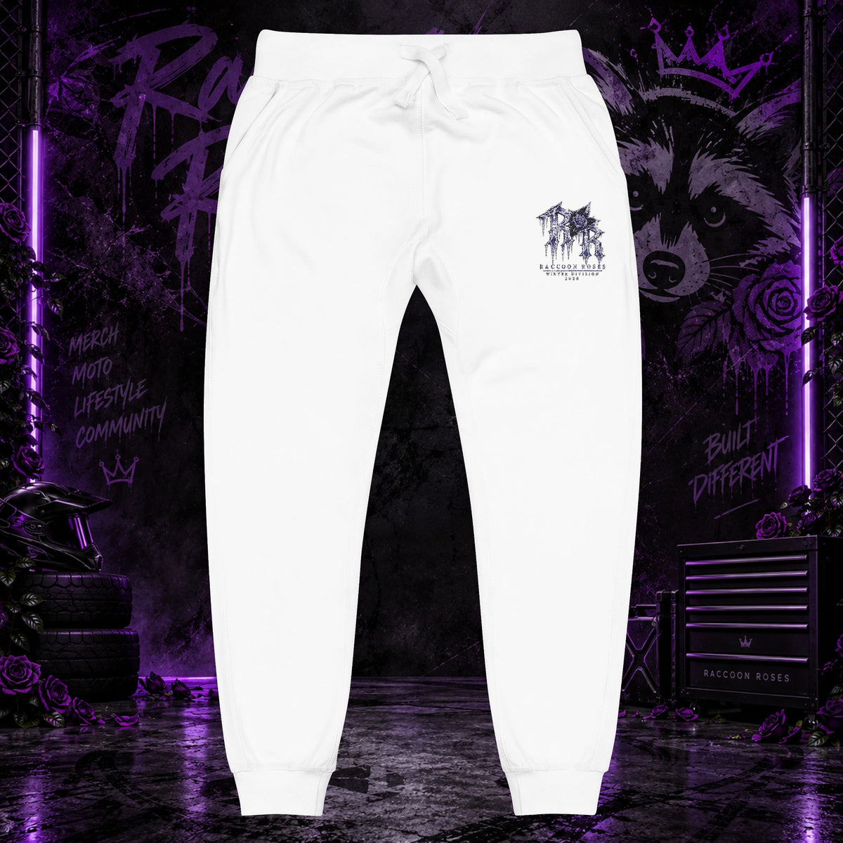 Embroidered 'Frozen Roses' Fleece Sweatpants