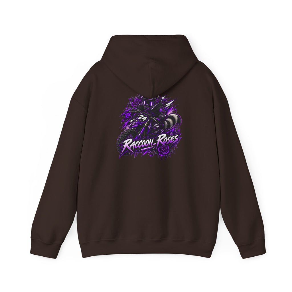 Raccoon Roses Graphic Hoodie — Purple Gamer Streetwear