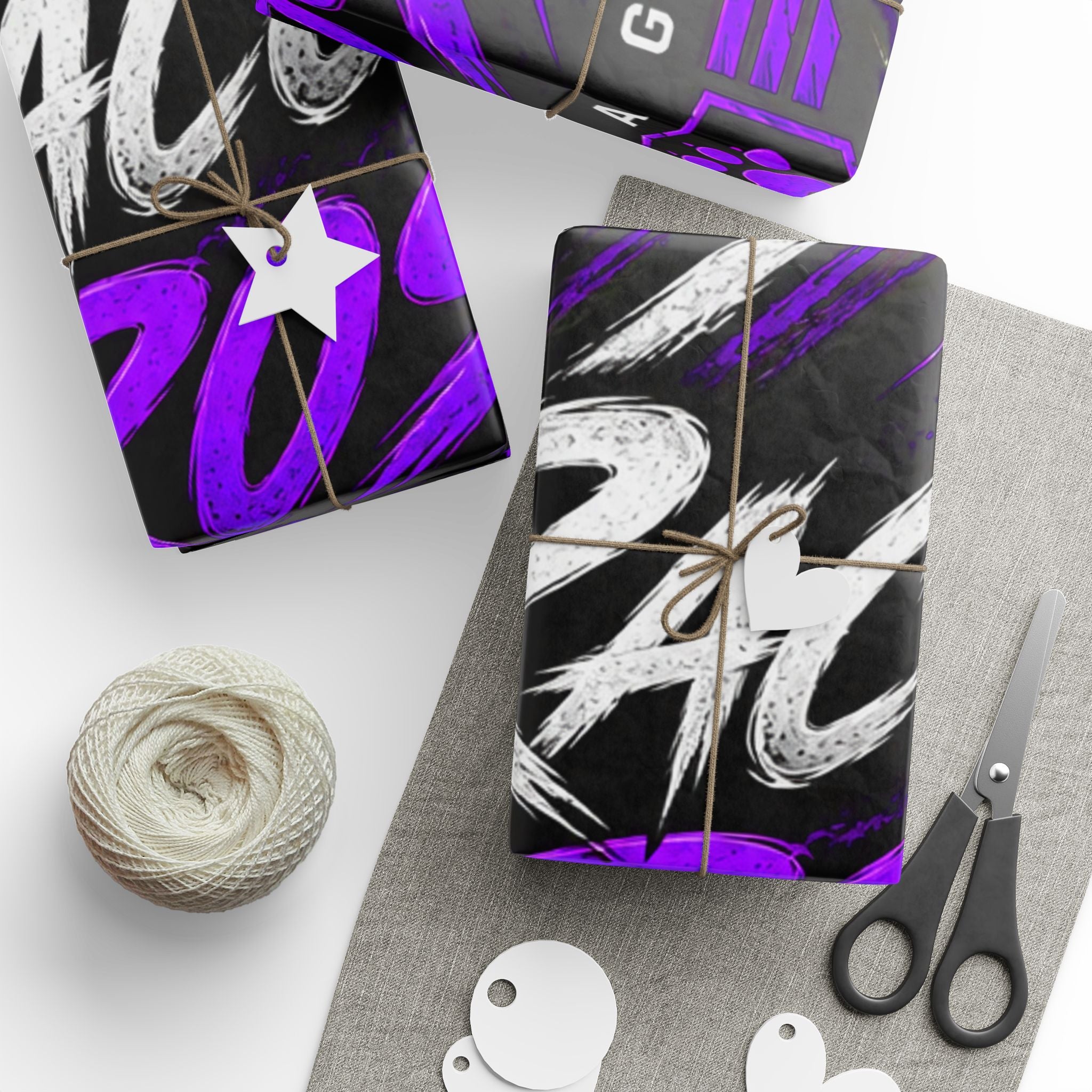 Wrapping Paper — Raccoon Roses Garage Purple Racing Design