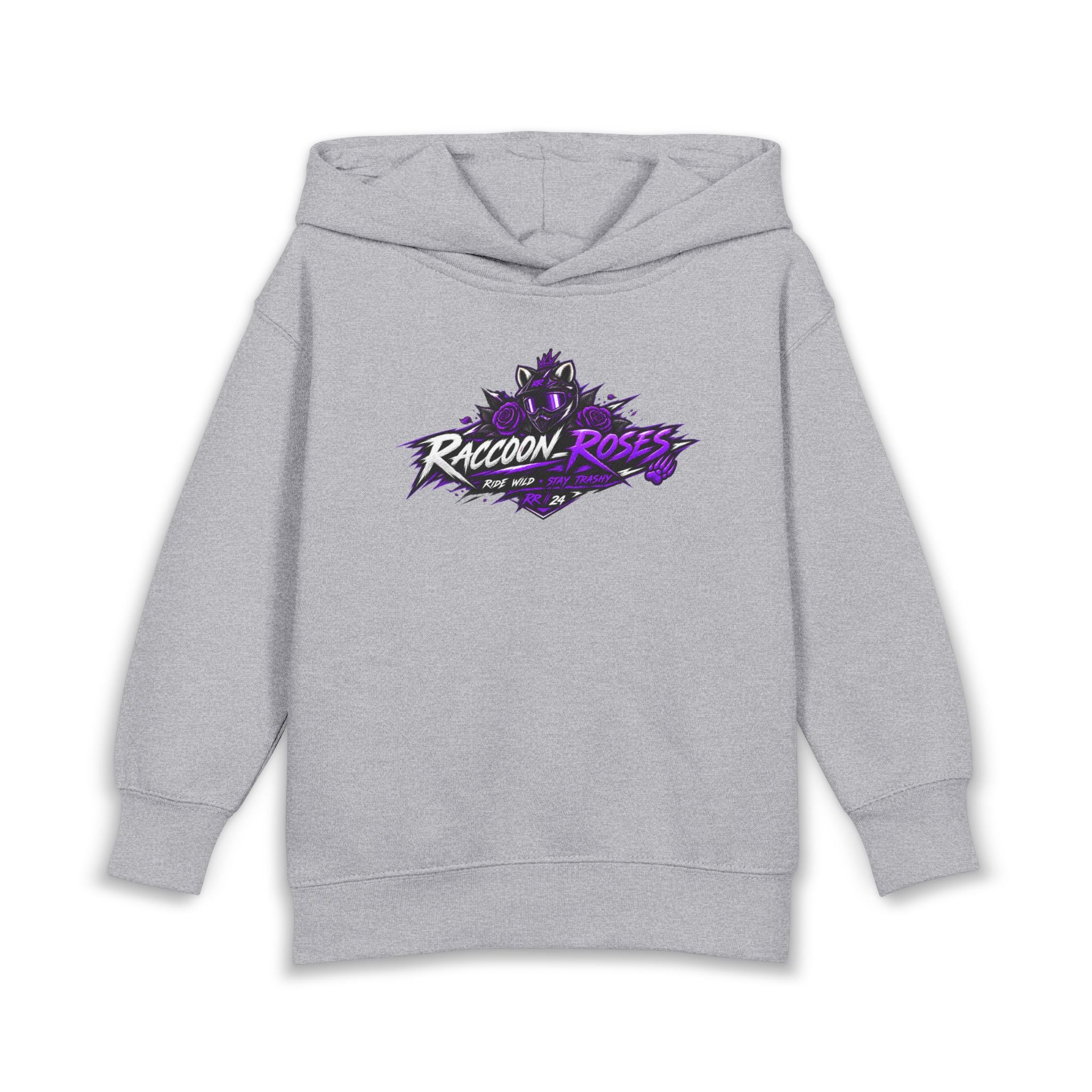 Raccoon Roses Toddler Hoodie — Cute Purple Graphic Pullover