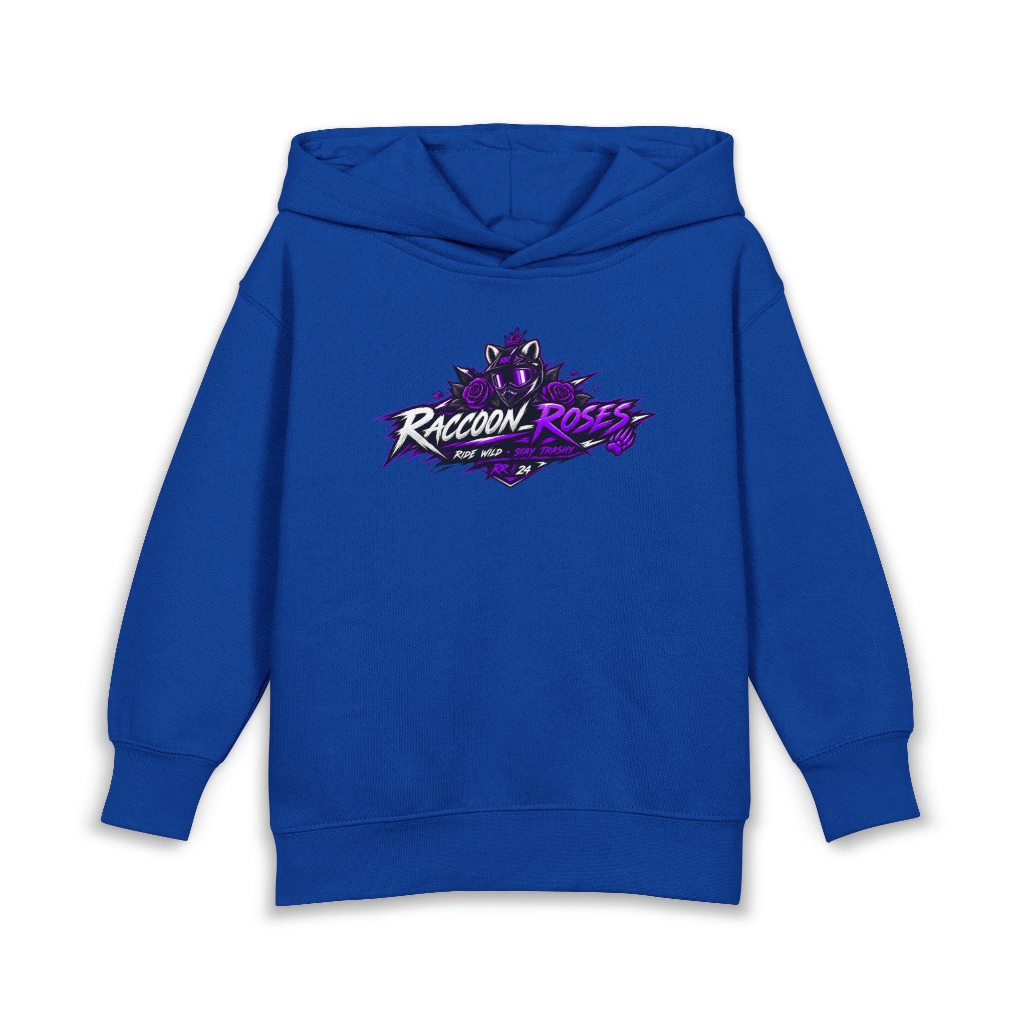 Raccoon Roses Toddler Hoodie — Cute Purple Graphic Pullover