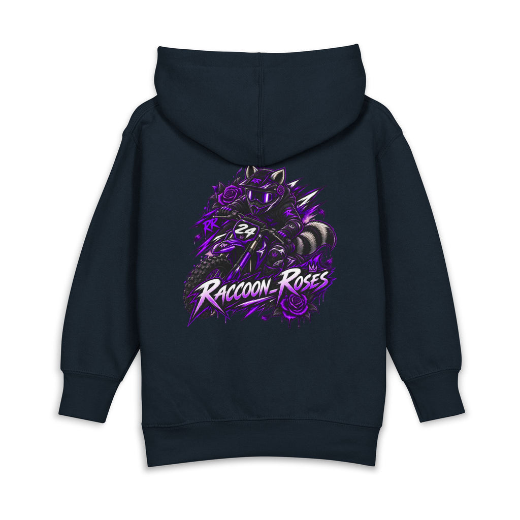 Raccoon Roses Toddler Hoodie — Cute Purple Graphic Pullover