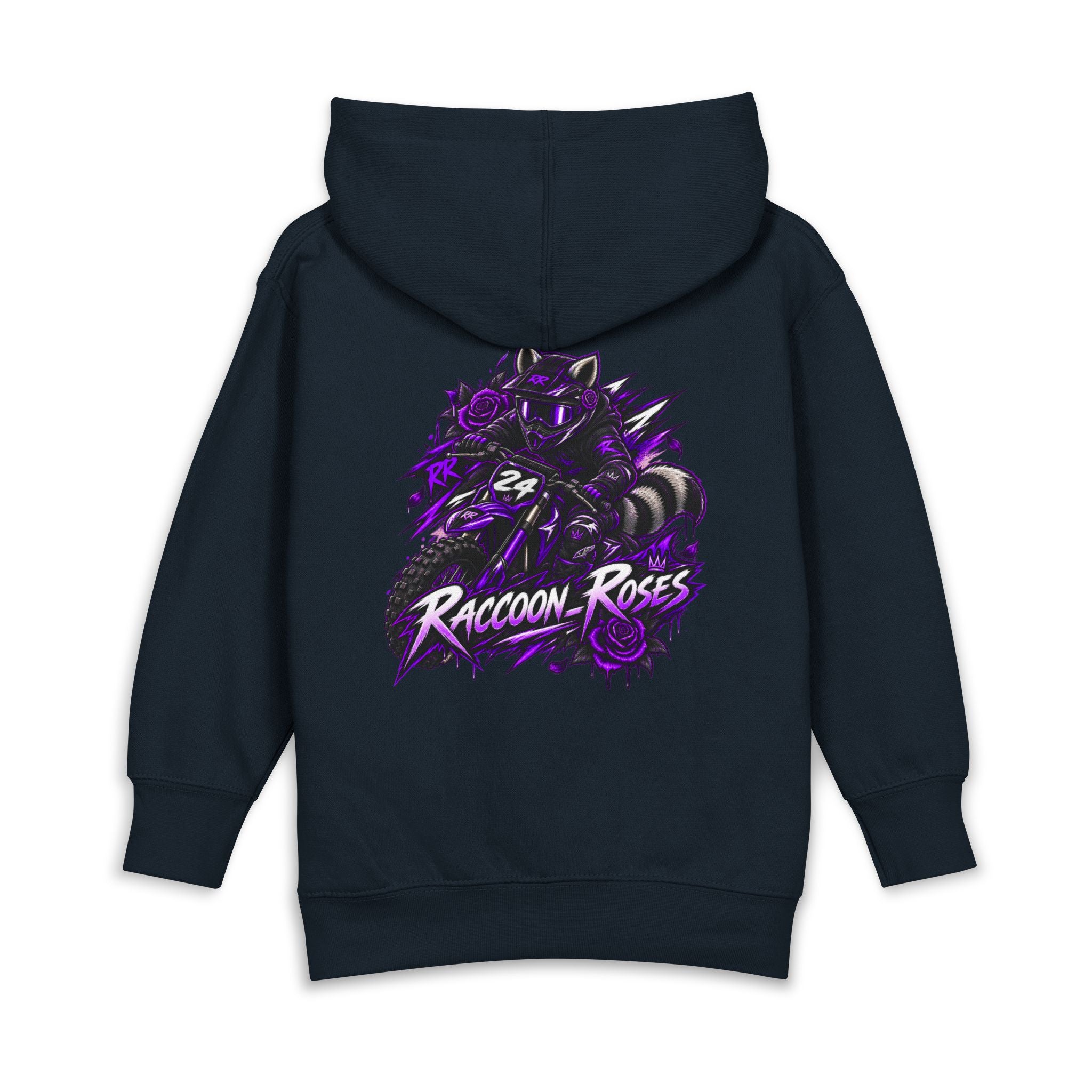 Raccoon Roses Toddler Hoodie — Cute Purple Graphic Pullover