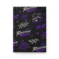 Raccoon Roses Hardcover Journal — Purple Floral Racer Notebook