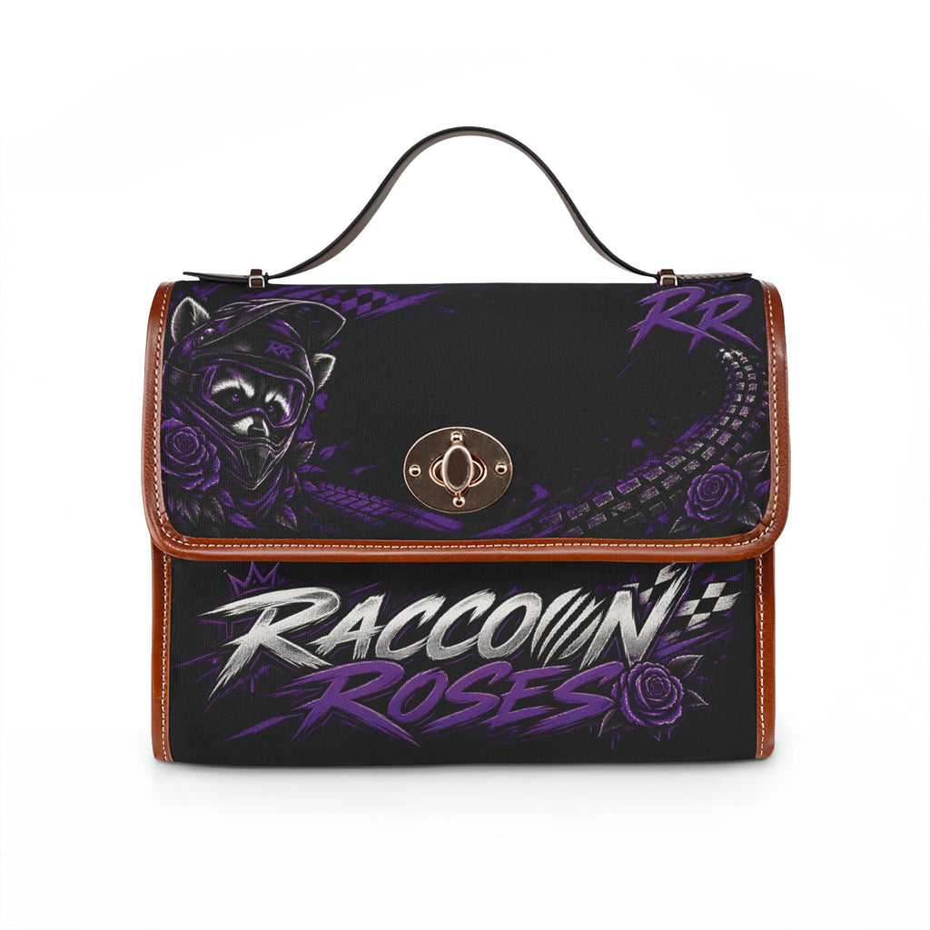 Canvas Bag — Raccoon & Roses Waterproof Tote with Purple Gothic Graphic