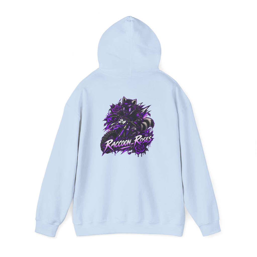 Raccoon Roses Graphic Hoodie — Purple Gamer Streetwear