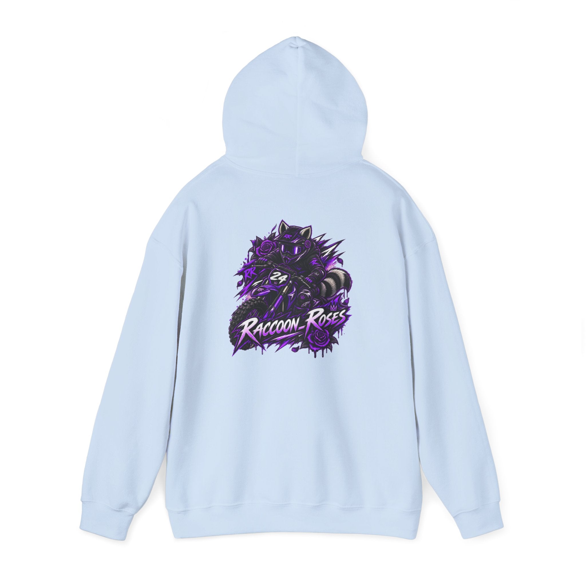 Raccoon Roses Graphic Hoodie — Purple Gamer Streetwear
