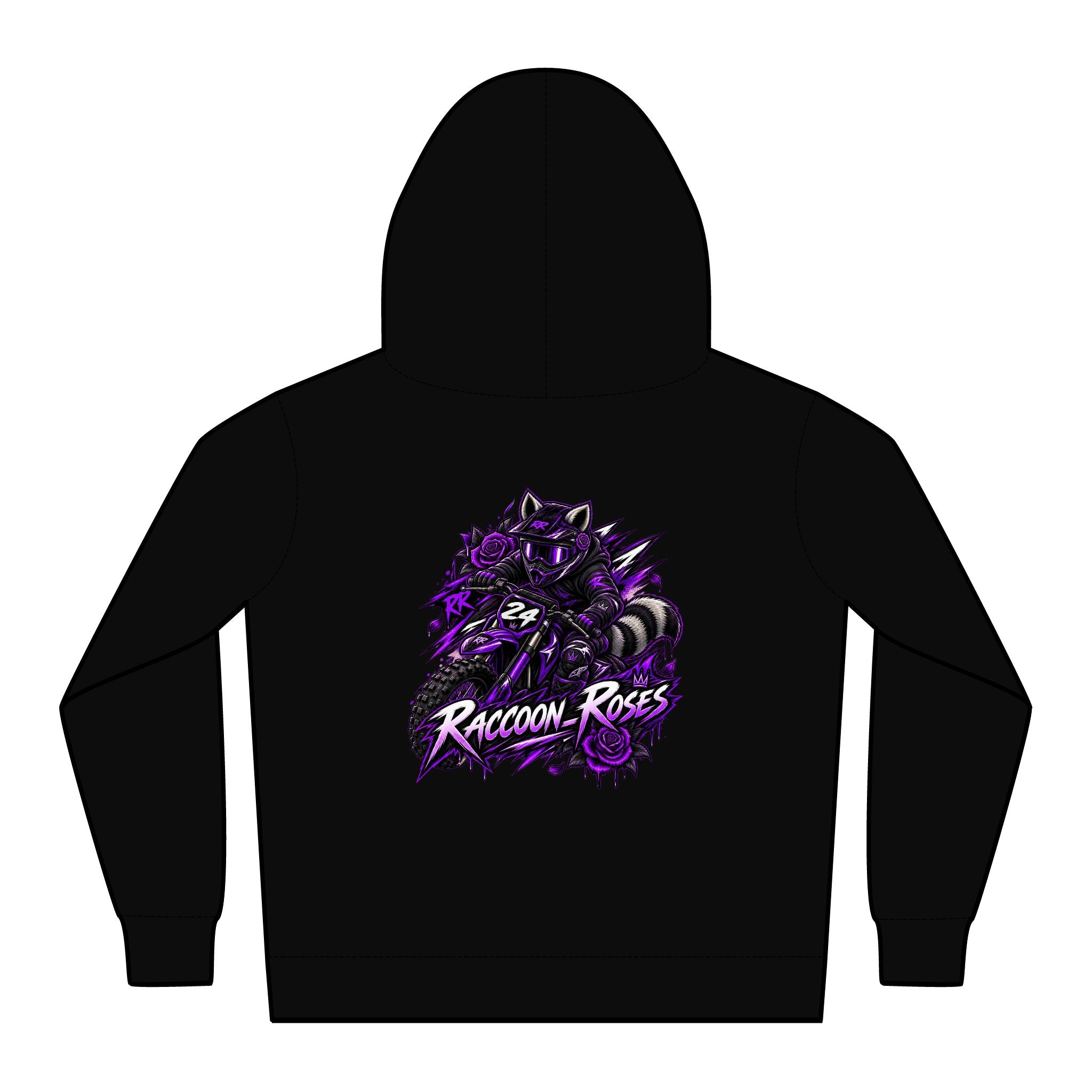 Kids Raccoon Racers Relax Hoodie — Purple Graphic Youth Hoodie