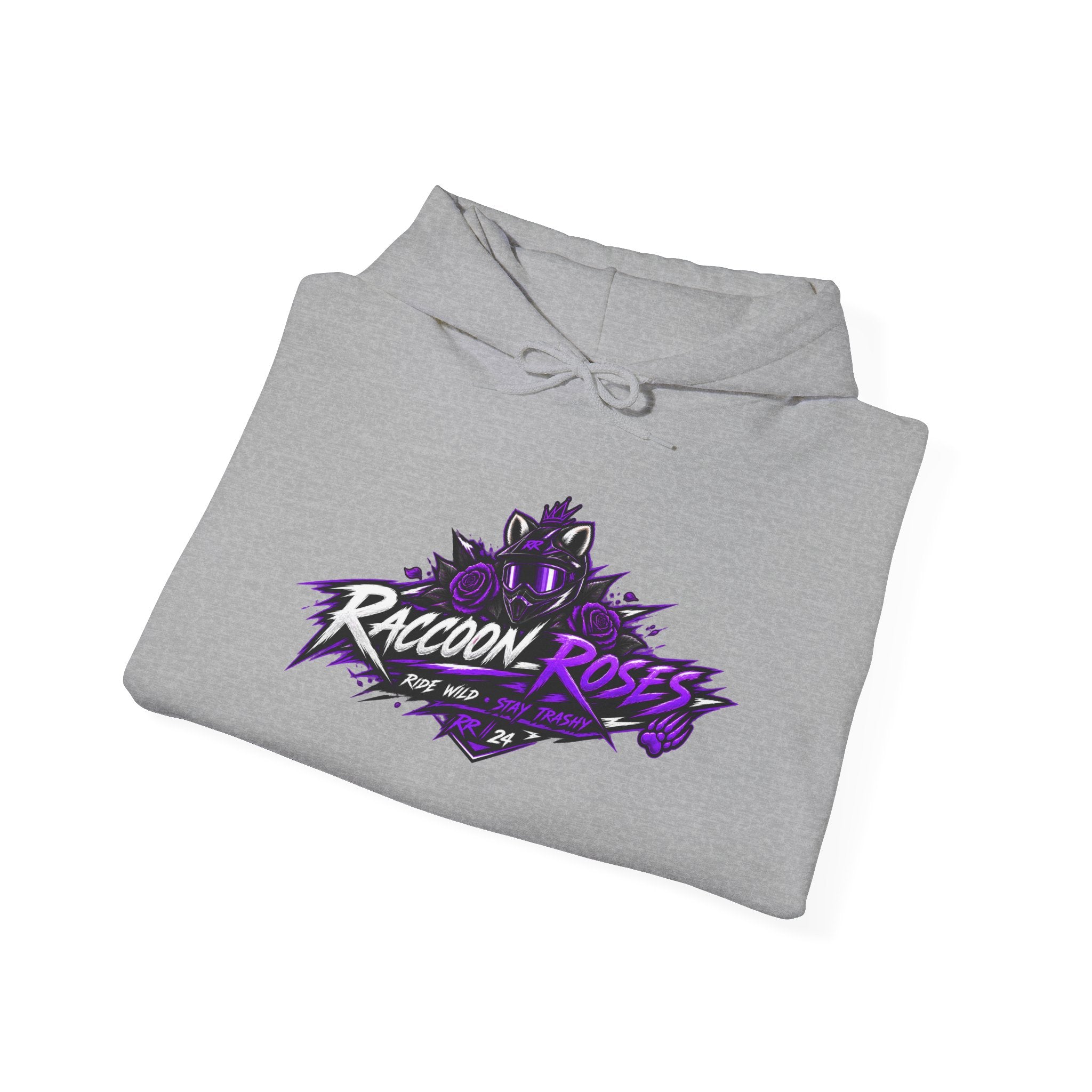 Raccoon Roses Graphic Hoodie — Purple Gamer Streetwear