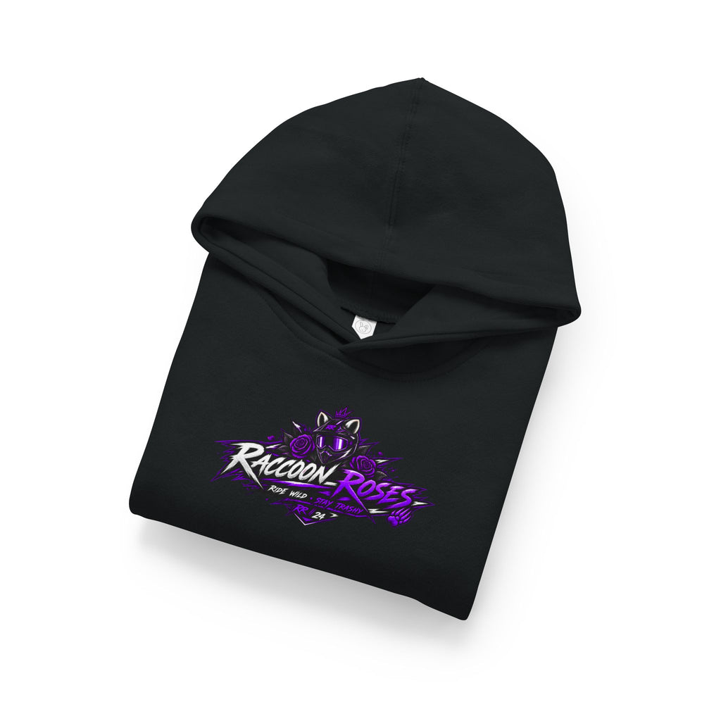 Raccoon Roses Toddler Hoodie — Cute Purple Graphic Pullover