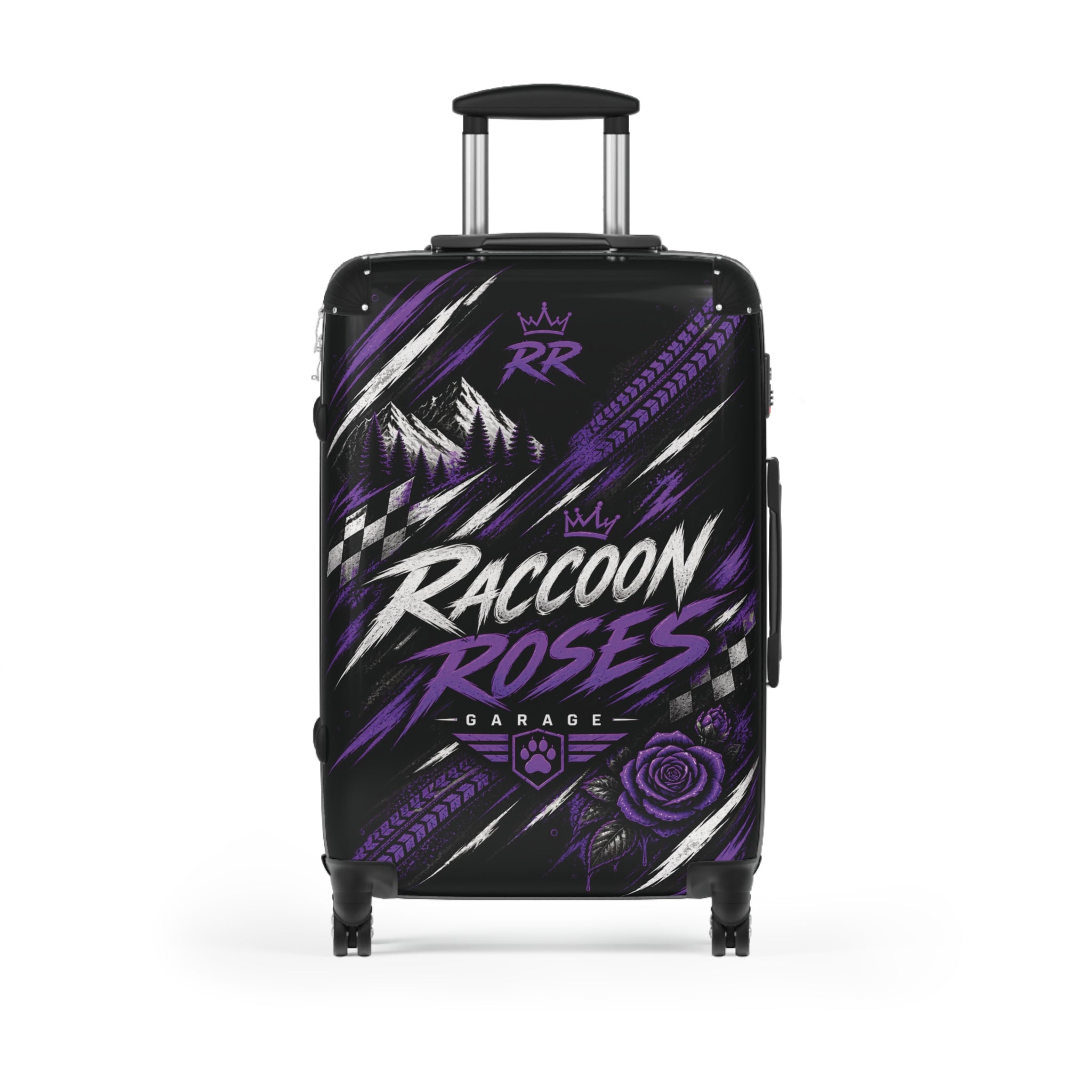 Raccoon Roses Carry-On Luggage – Skull Rider Graphic Suitcase
