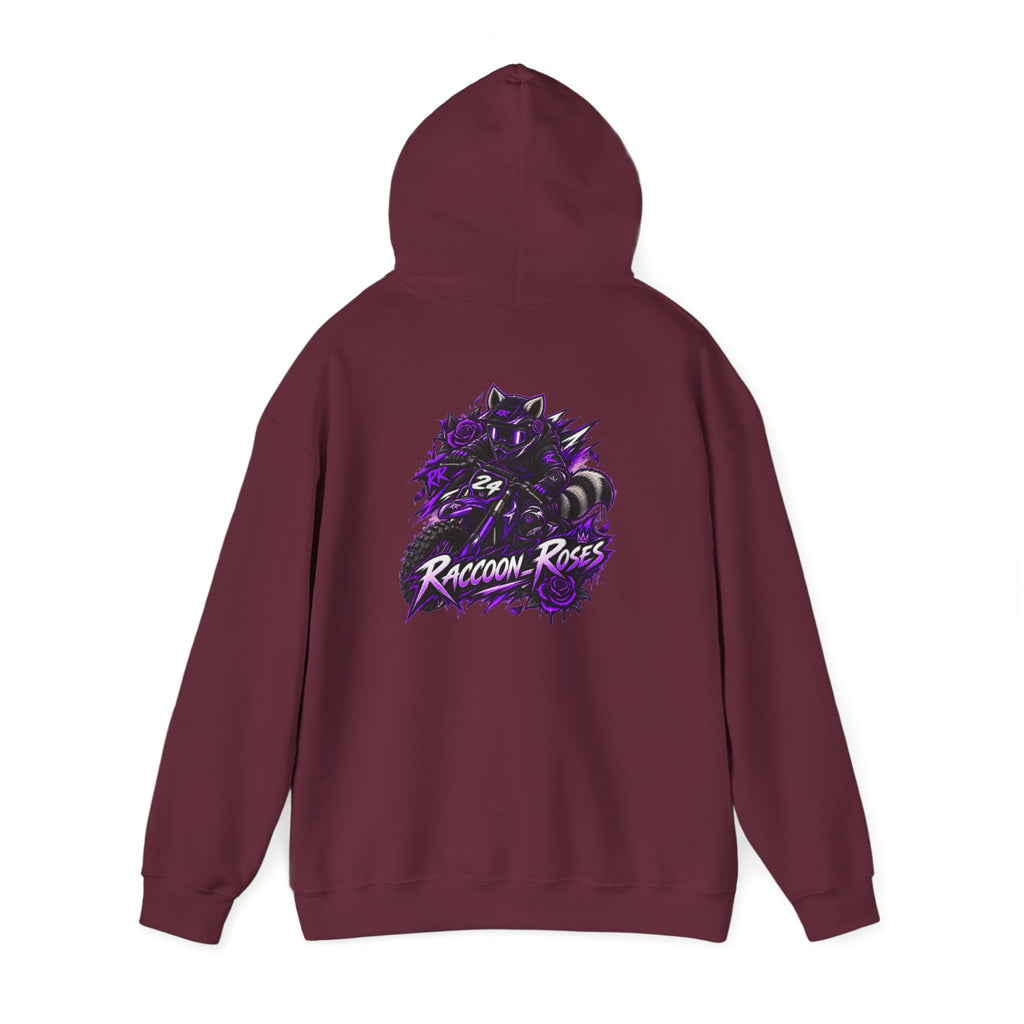 Raccoon Roses Graphic Hoodie — Purple Gamer Streetwear