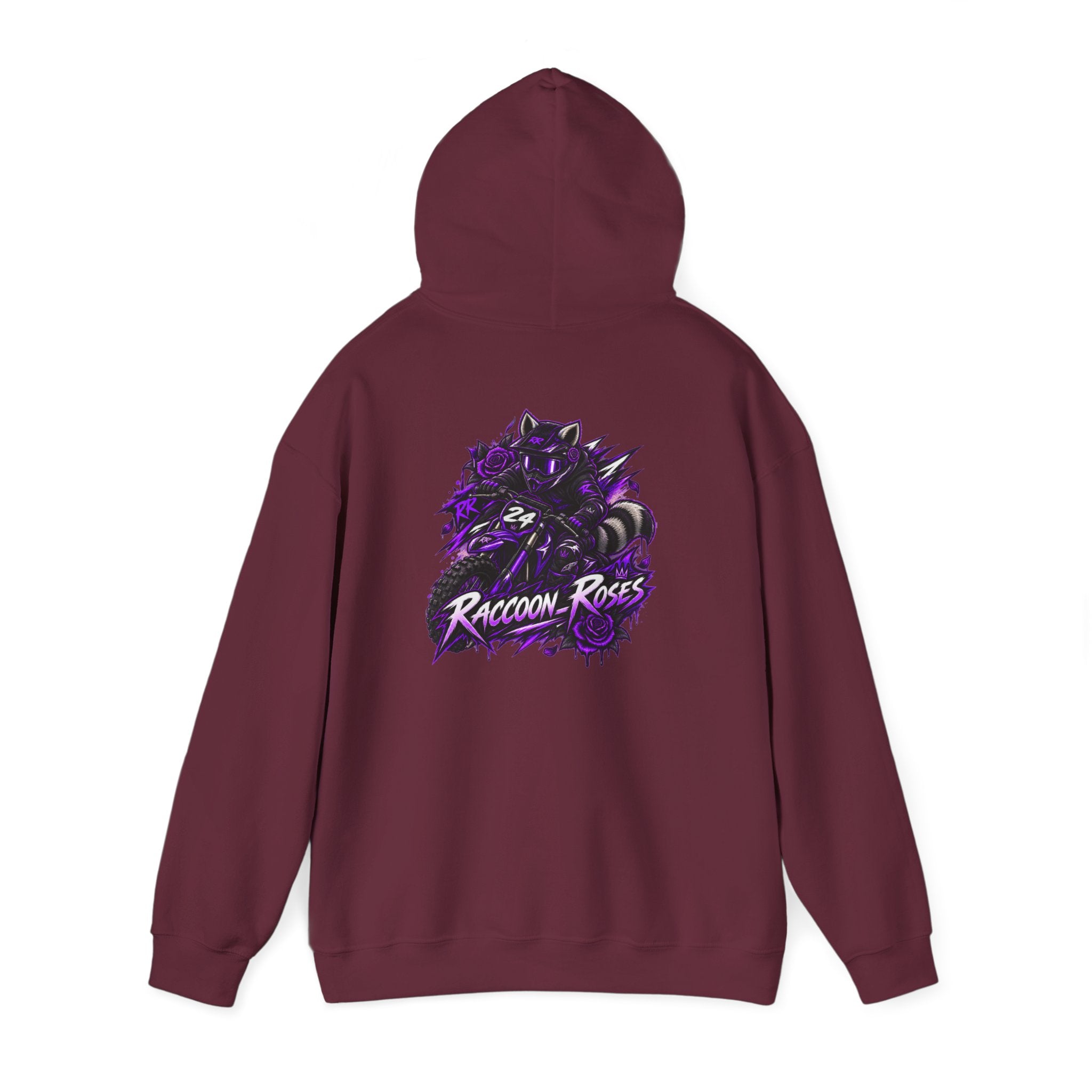 Raccoon Roses Graphic Hoodie — Purple Gamer Streetwear