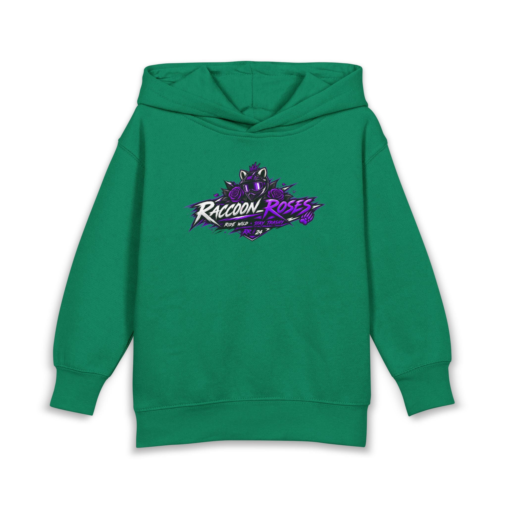 Raccoon Roses Toddler Hoodie — Cute Purple Graphic Pullover