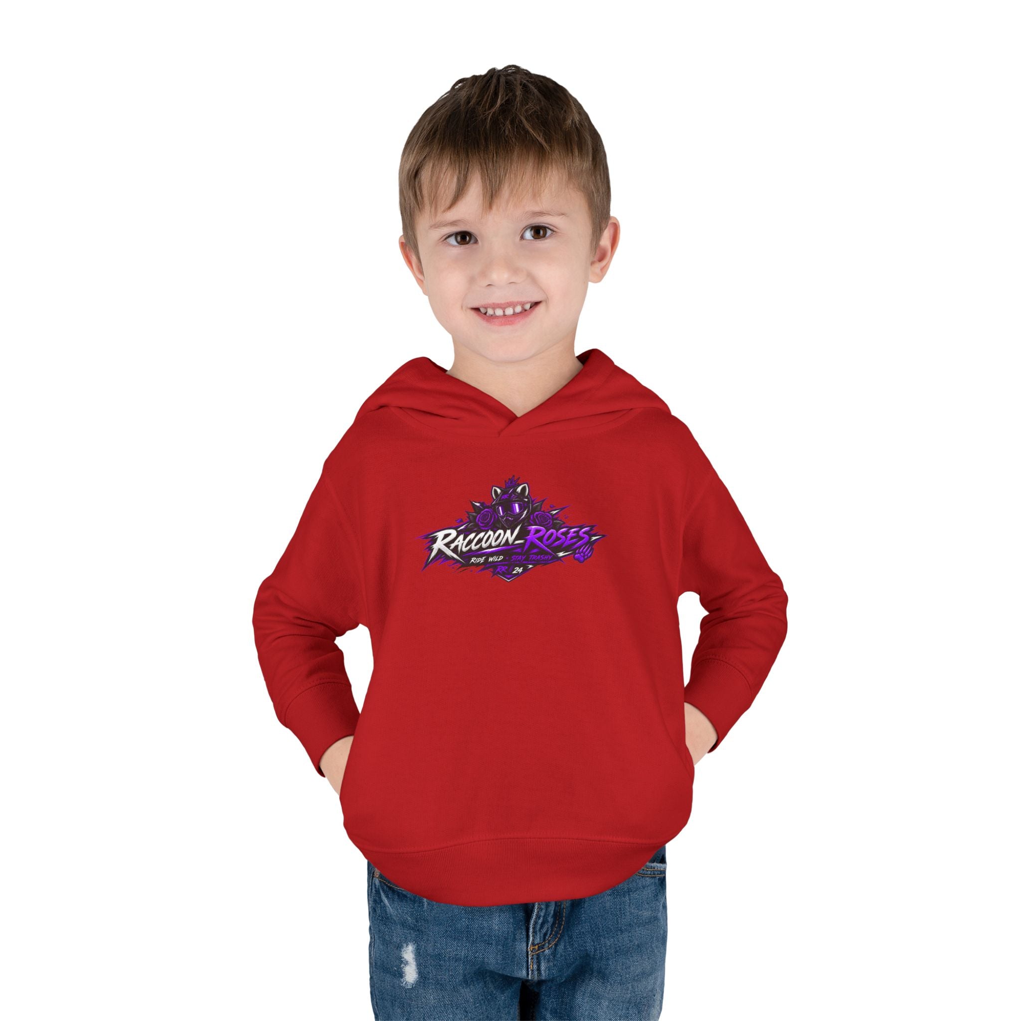 Raccoon Roses Toddler Hoodie — Cute Purple Graphic Pullover