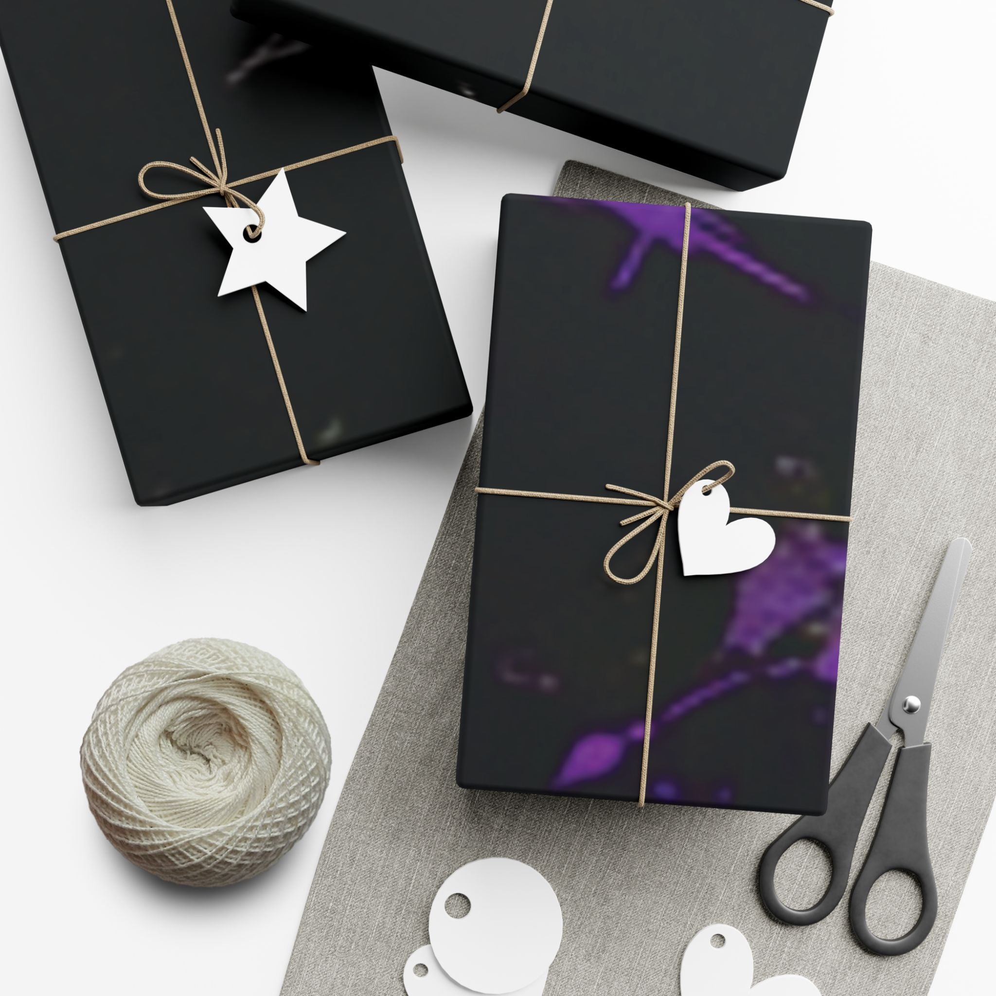 Raccoon Roses Gift Wrap Paper — Dark Purple Floral & Fox Mask Pattern