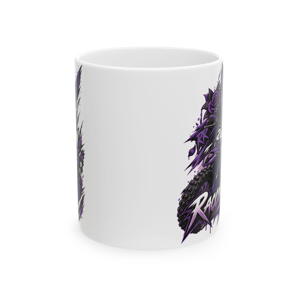 Raven Skull Gaming Ceramic Mug (11oz, 15oz) – Dark Purple Skull & Headphones Coffee Cup