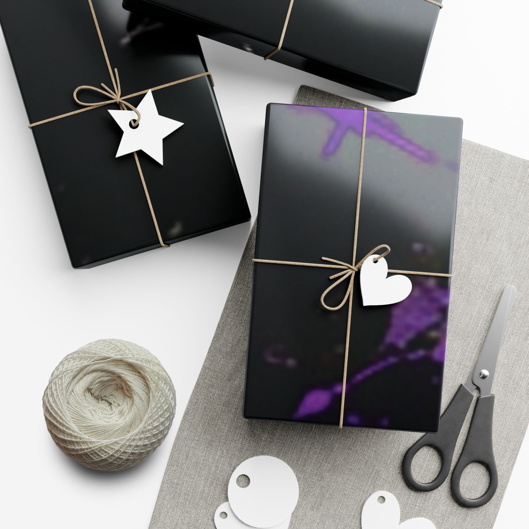 Raccoon Roses Gift Wrap Paper — Dark Purple Floral & Fox Mask Pattern