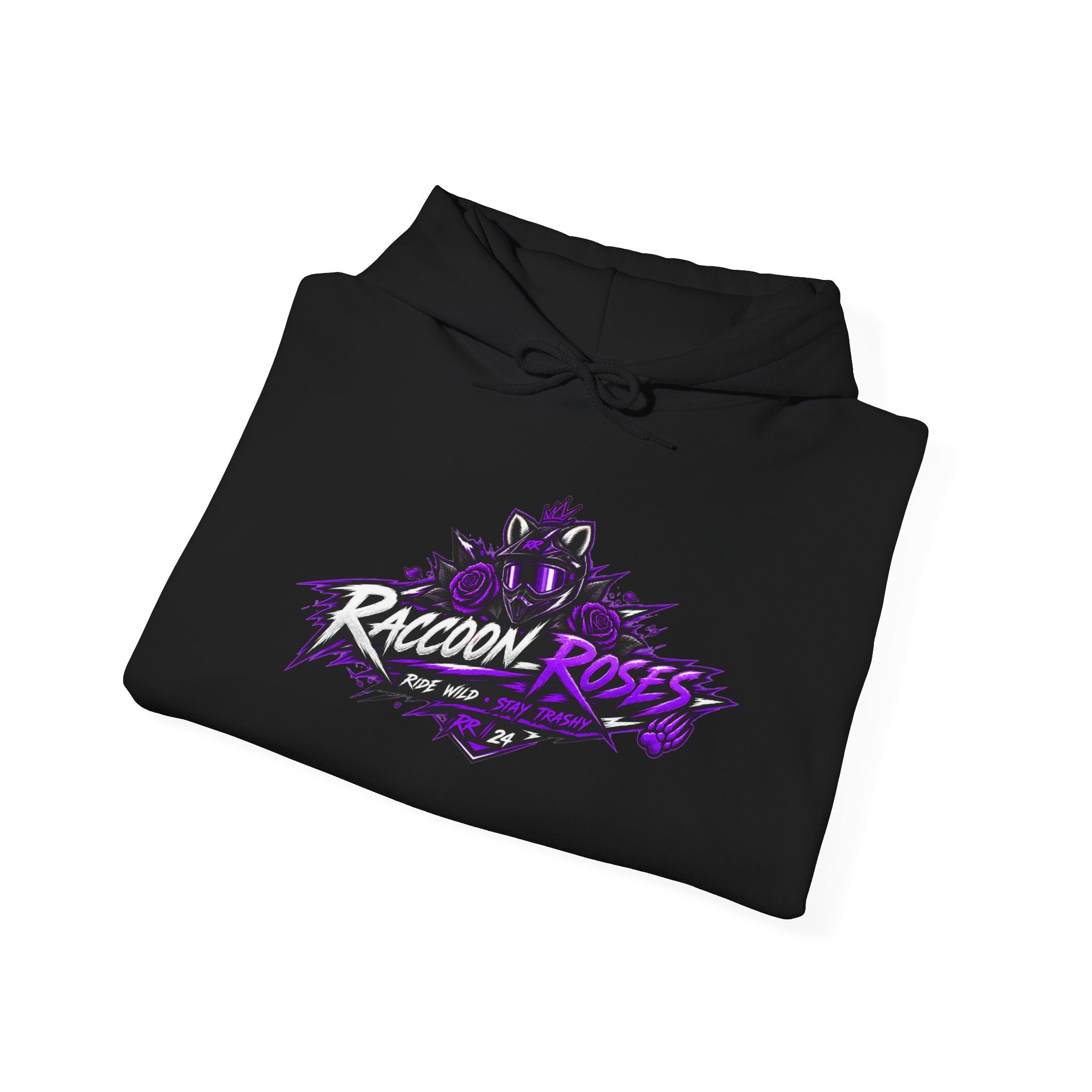 Raccoon Roses Graphic Hoodie — Purple Gamer Streetwear