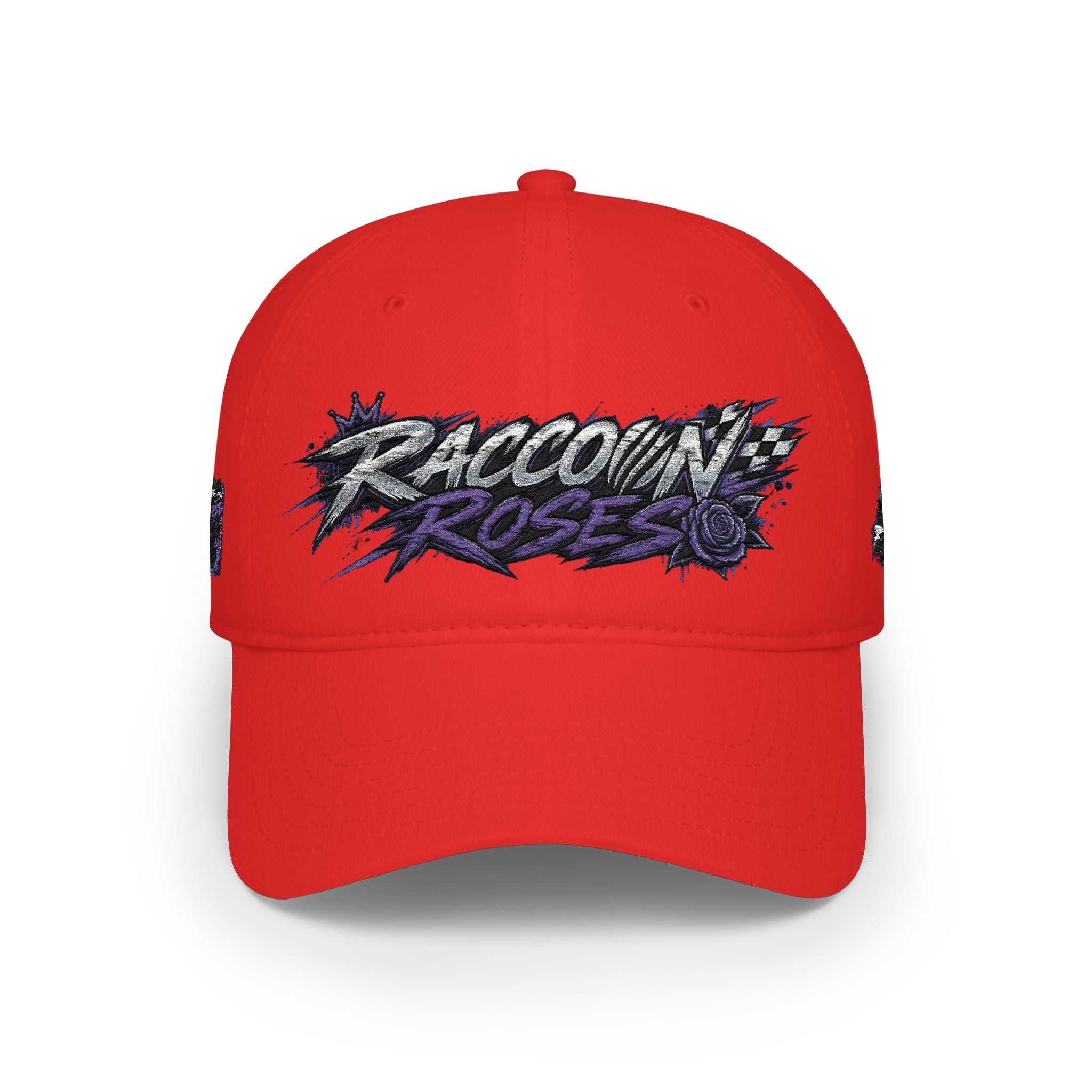 Raccoons Roses Low Profile Baseball Cap